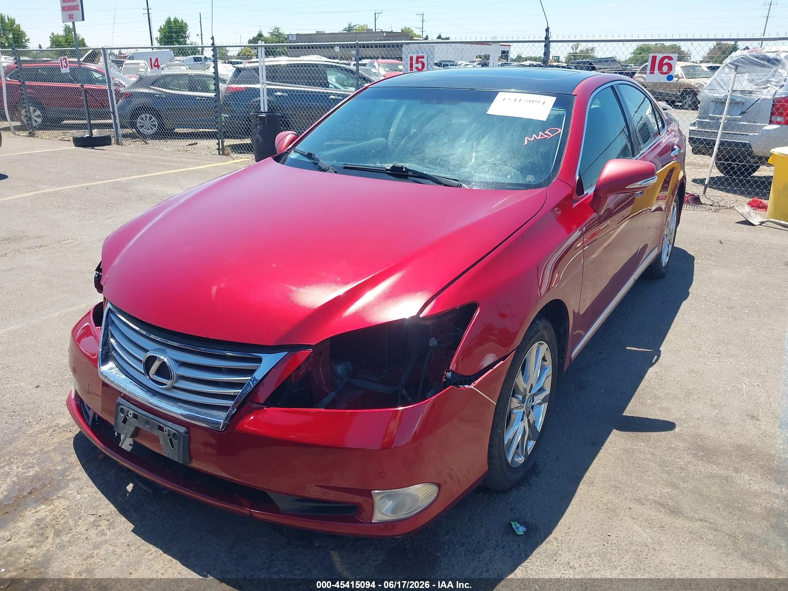 2011 Lexus Es 350   Красный vin: JTHBK1EG6B2469291