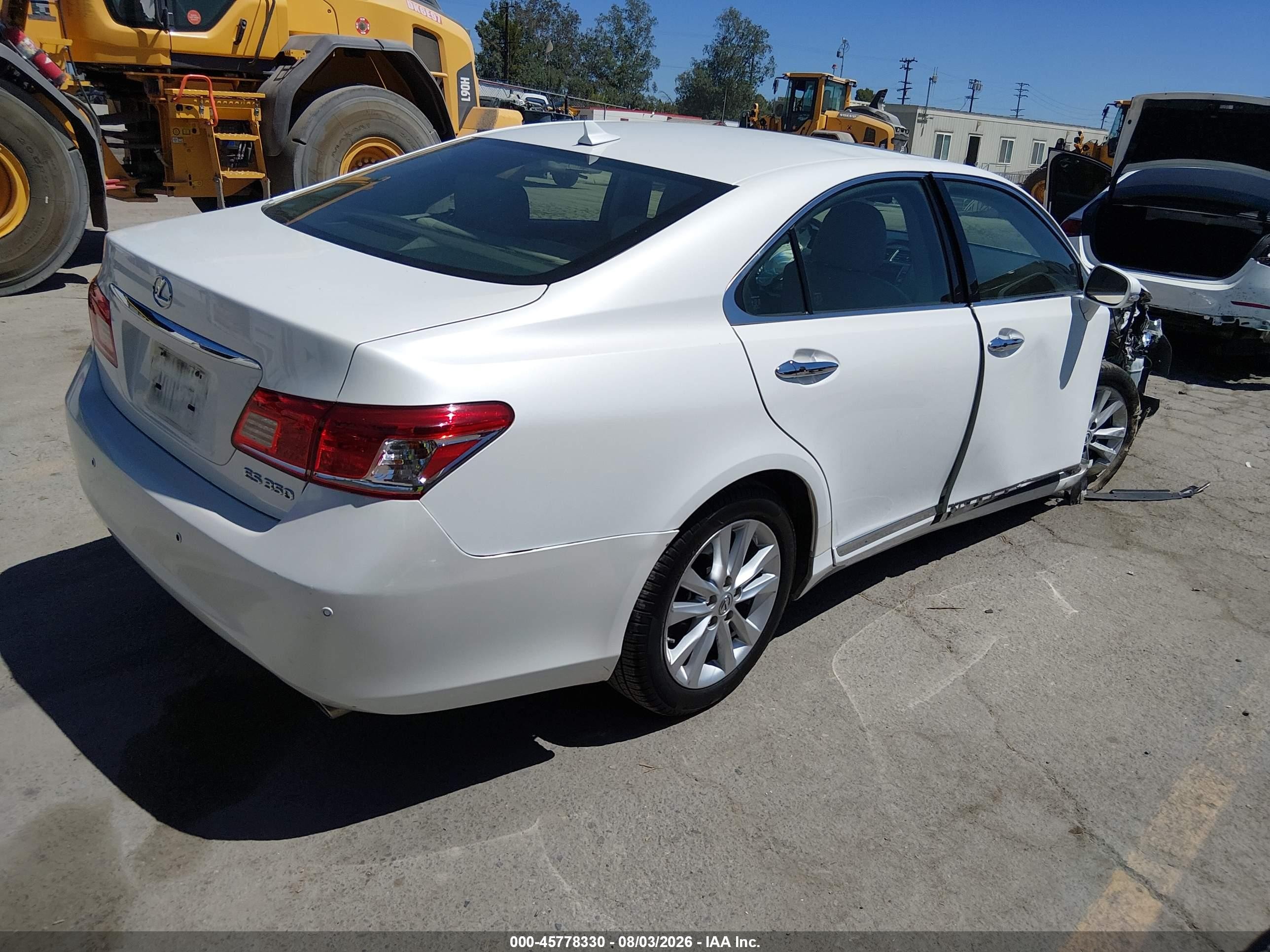 2012 Lexus Es 350   White vin: JTHBK1EG7C2510965