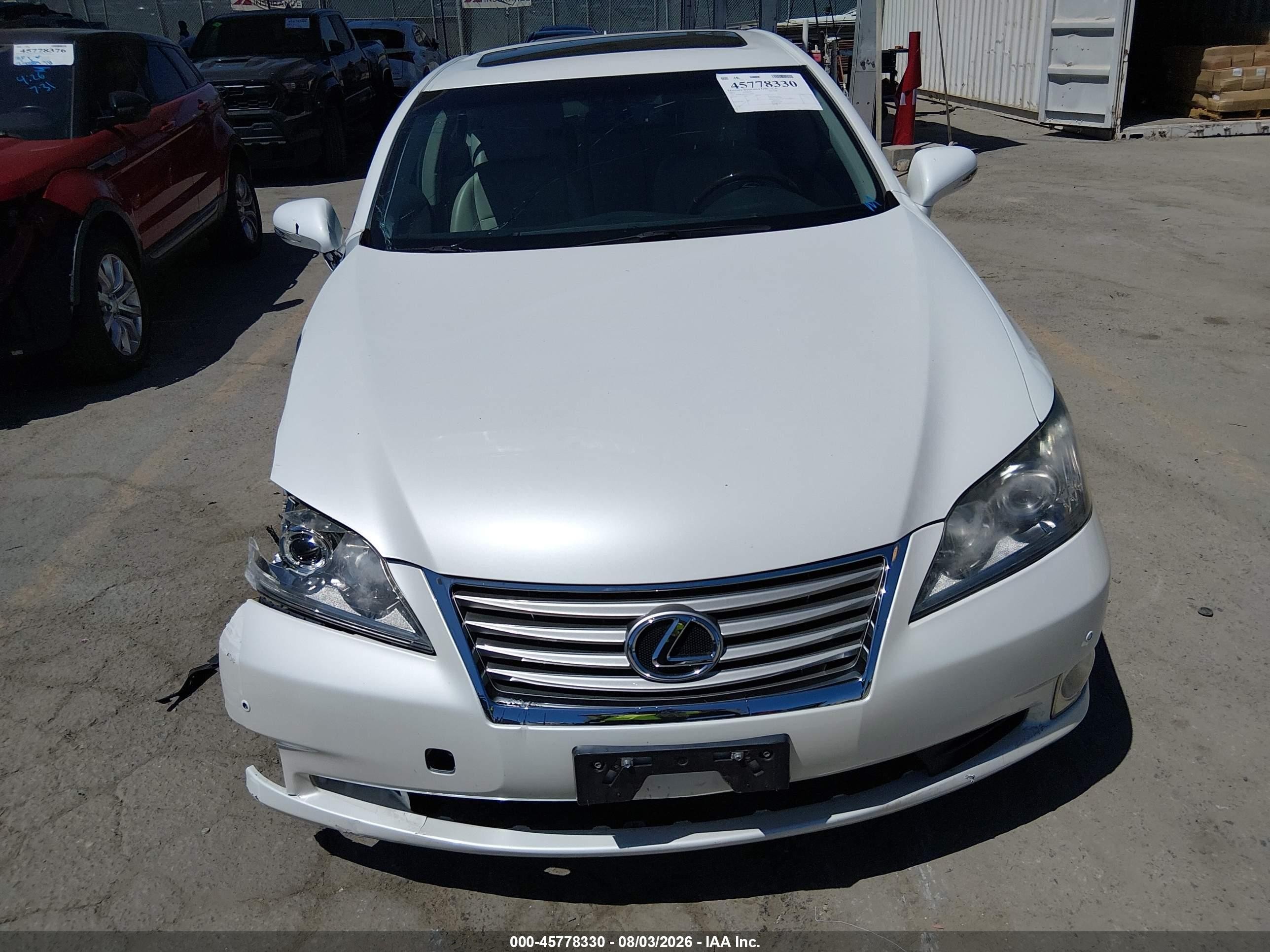 2012 Lexus Es 350   White vin: JTHBK1EG7C2510965
