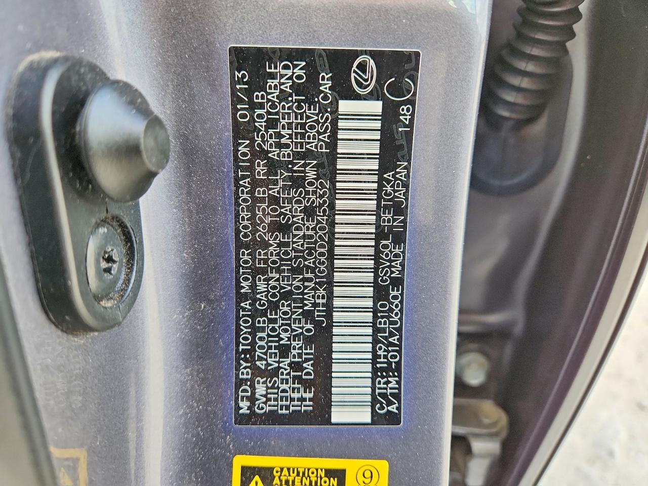 2013 Lexus Es 350 Gray vin: JTHBK1GG0D2045332