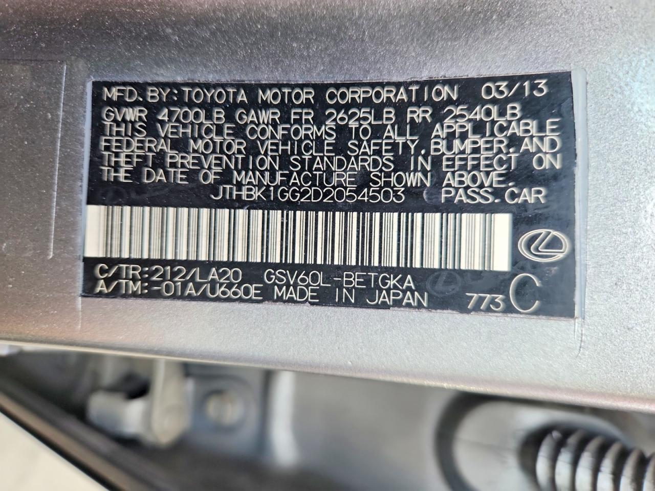 2013 Lexus Es 350 Silver vin: JTHBK1GG2D2054503