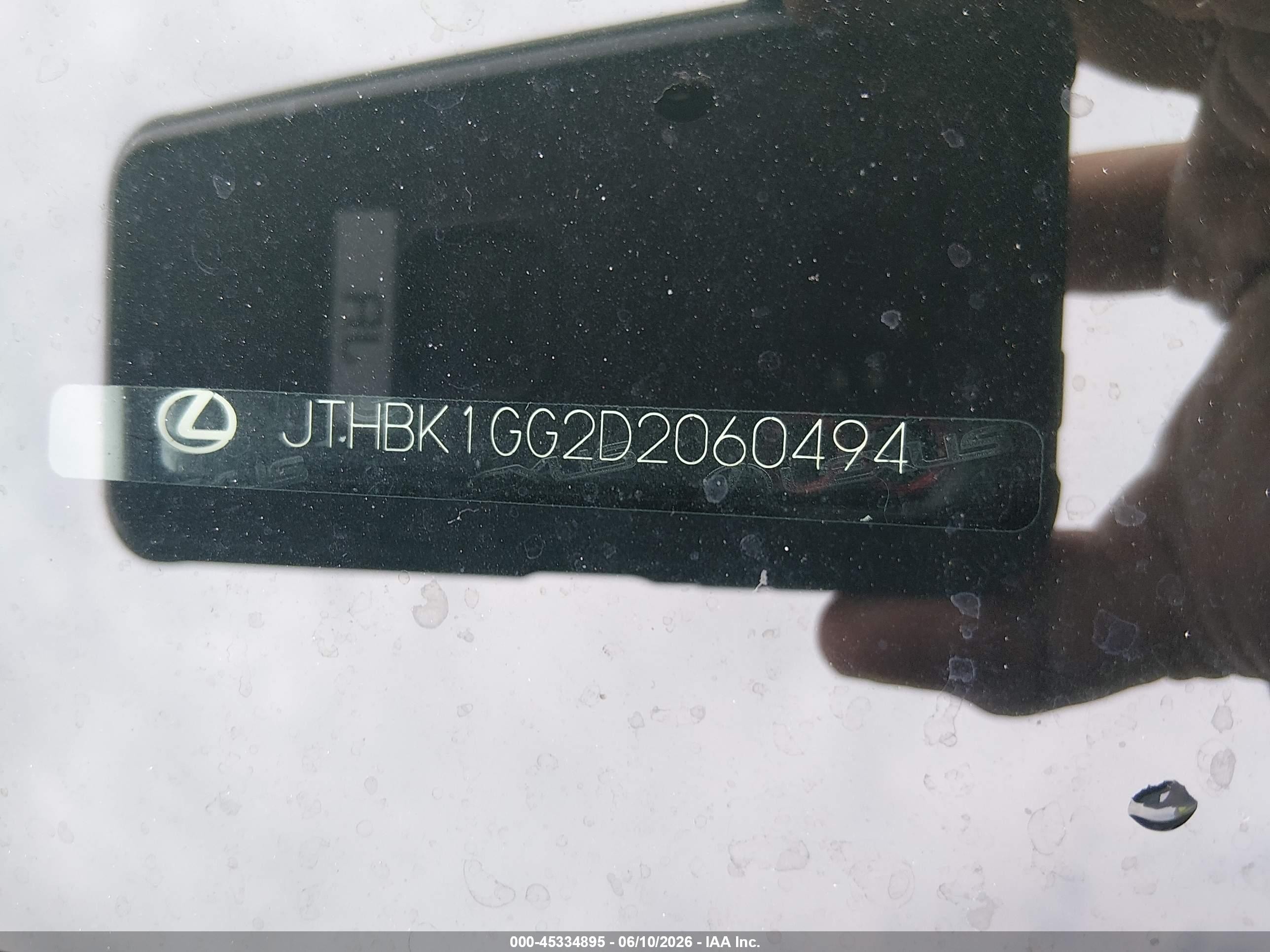 2013 Lexus Es 350   Black vin: JTHBK1GG2D2060494