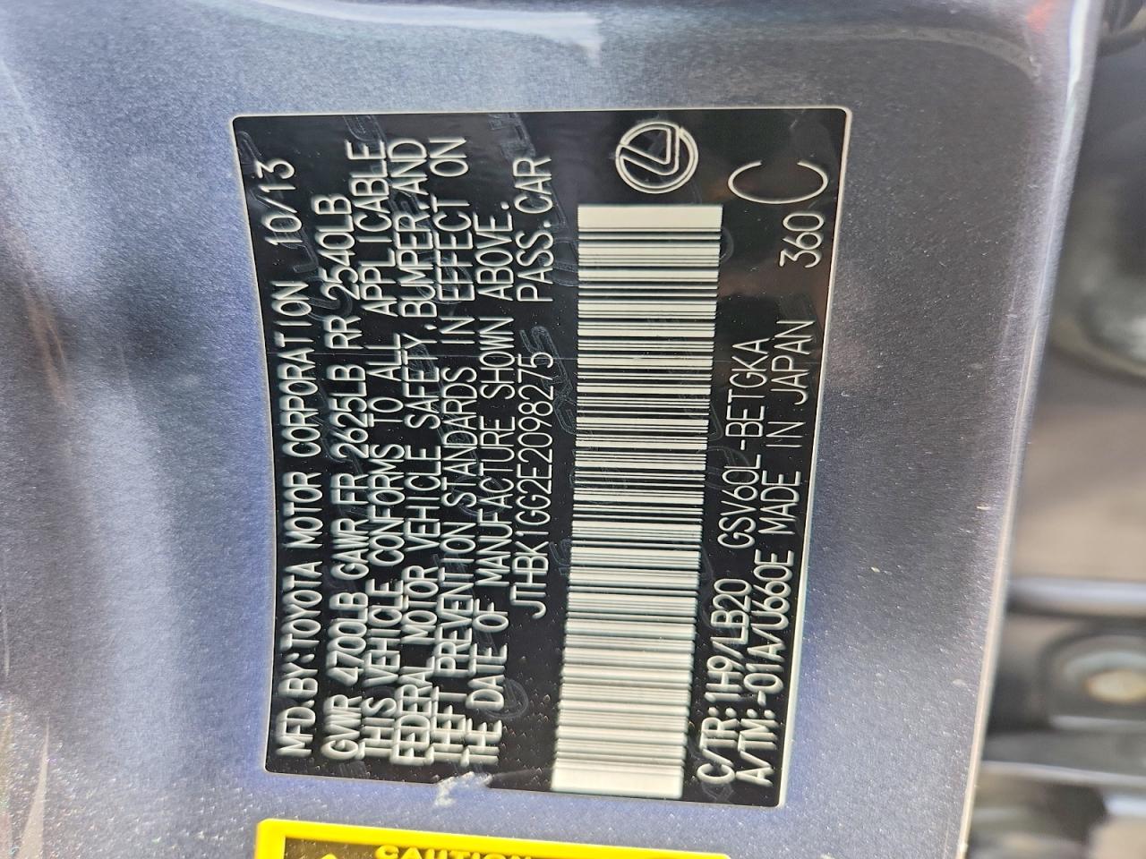 2014 Lexus Es 350 Gray vin: JTHBK1GG2E2098275