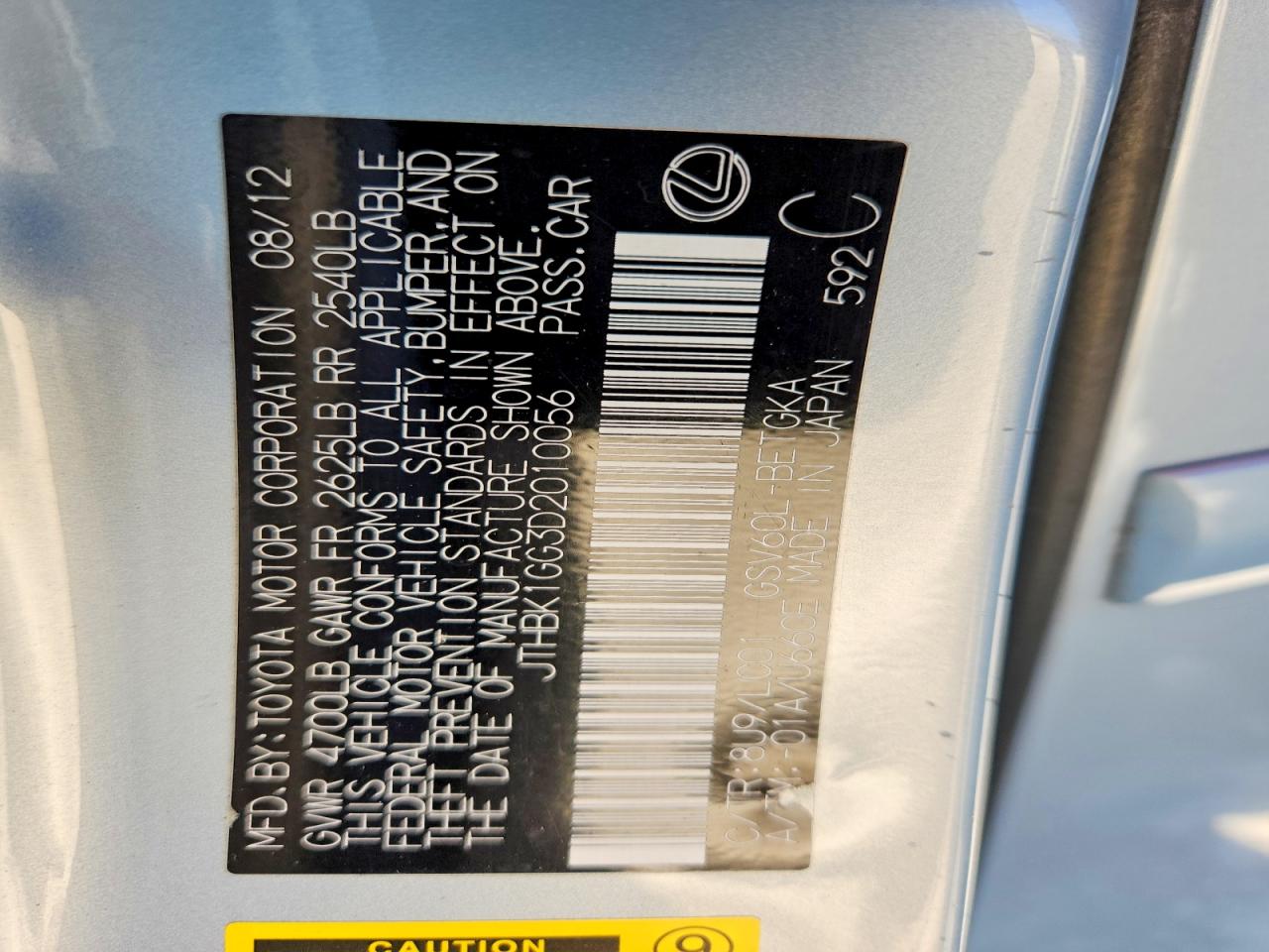 2013 Lexus Es 350 Blue vin: JTHBK1GG3D2010056