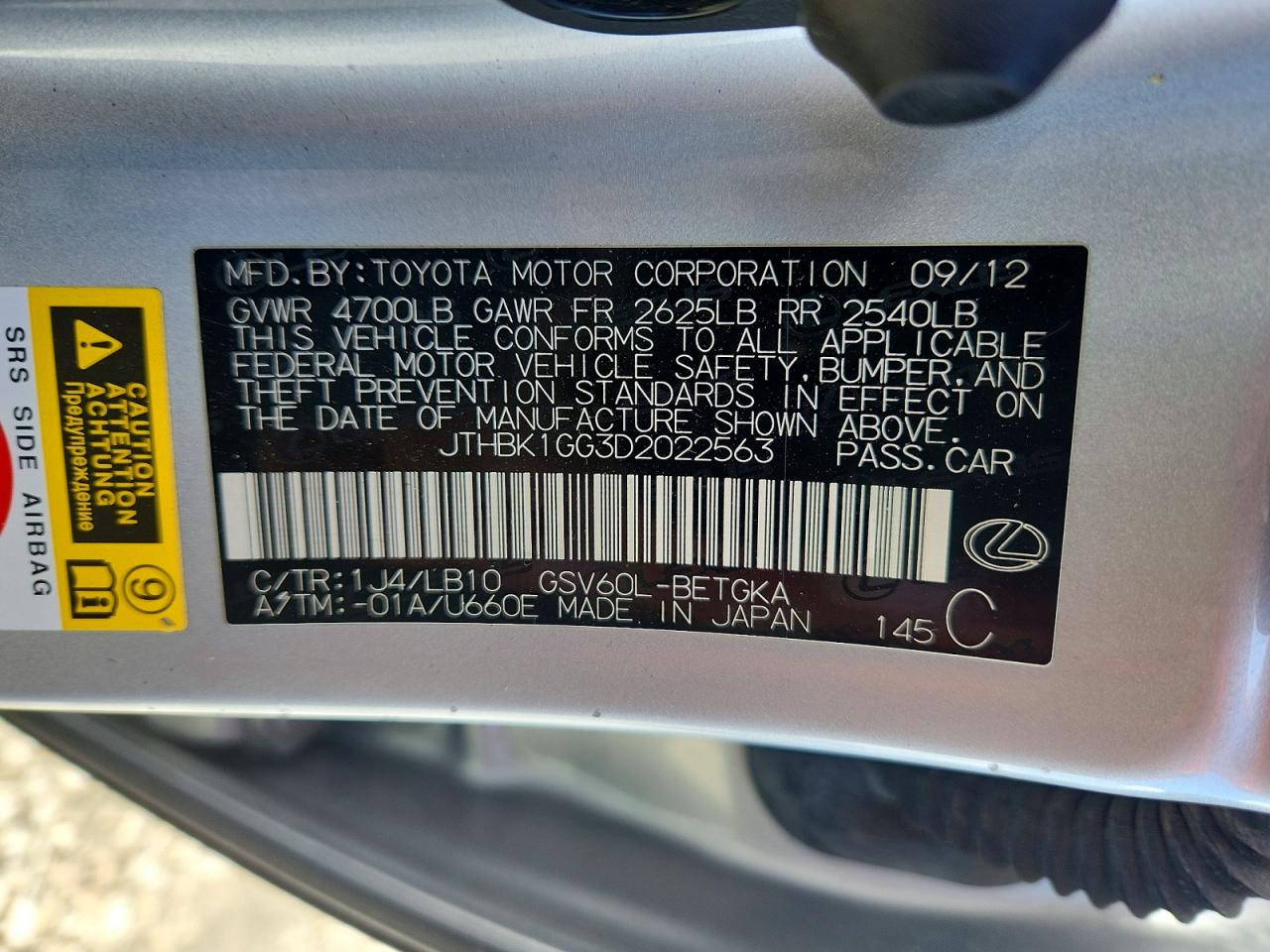 2013 Lexus Es 350 Silver vin: JTHBK1GG3D2022563
