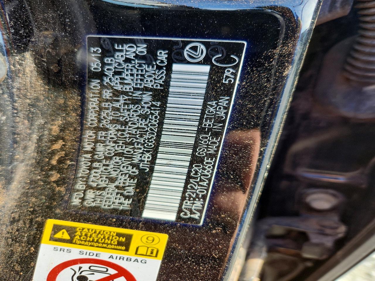 2013 Lexus Es 350 Base Black vin: JTHBK1GG3D2065414