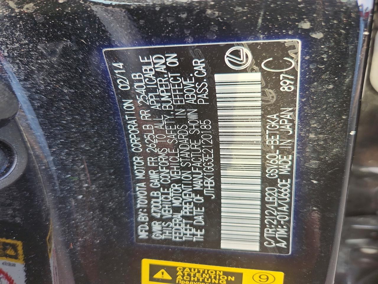 2014 Lexus Es 350 Black vin: JTHBK1GG3E2120185