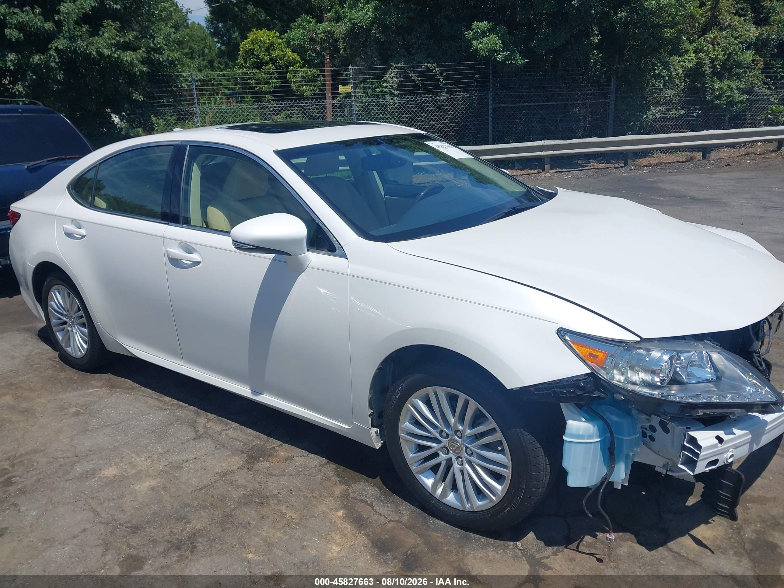 2015 Lexus Es 350   White vin: JTHBK1GG3F2159201