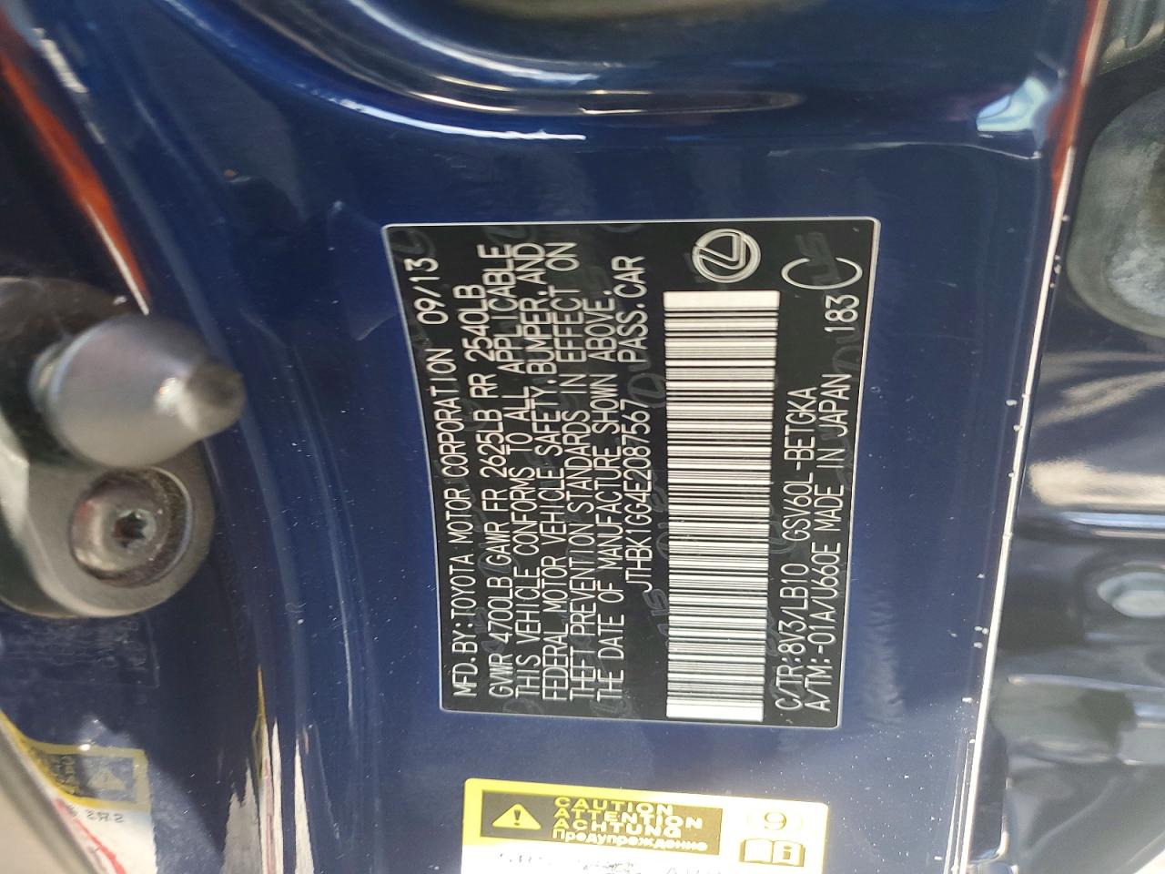 2014 Lexus Es 350 Blue vin: JTHBK1GG4E2087567