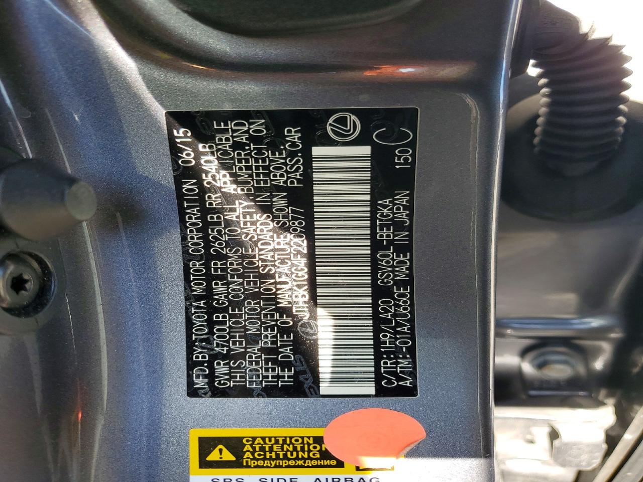 2015 Lexus Es 350 Silver vin: JTHBK1GG4F2209877