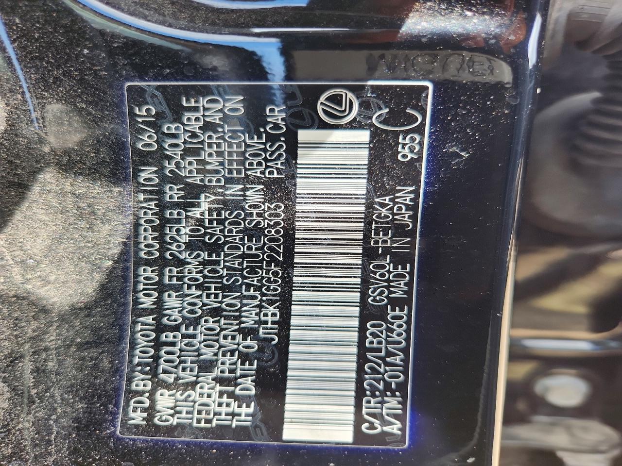 2015 Lexus Es 350 Black vin: JTHBK1GG5F2208303