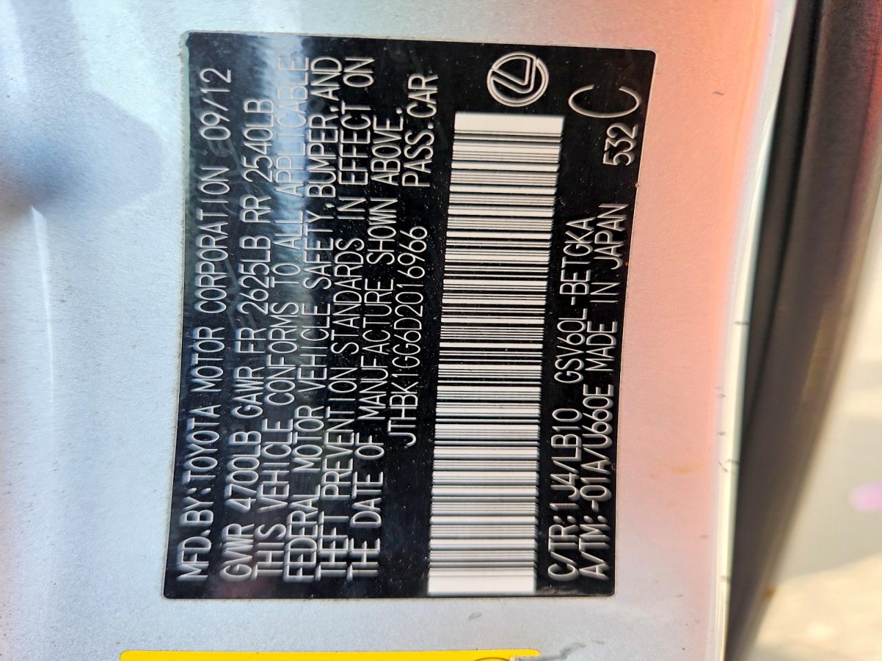 2013 Lexus Es 350 Silver vin: JTHBK1GG6D2016966
