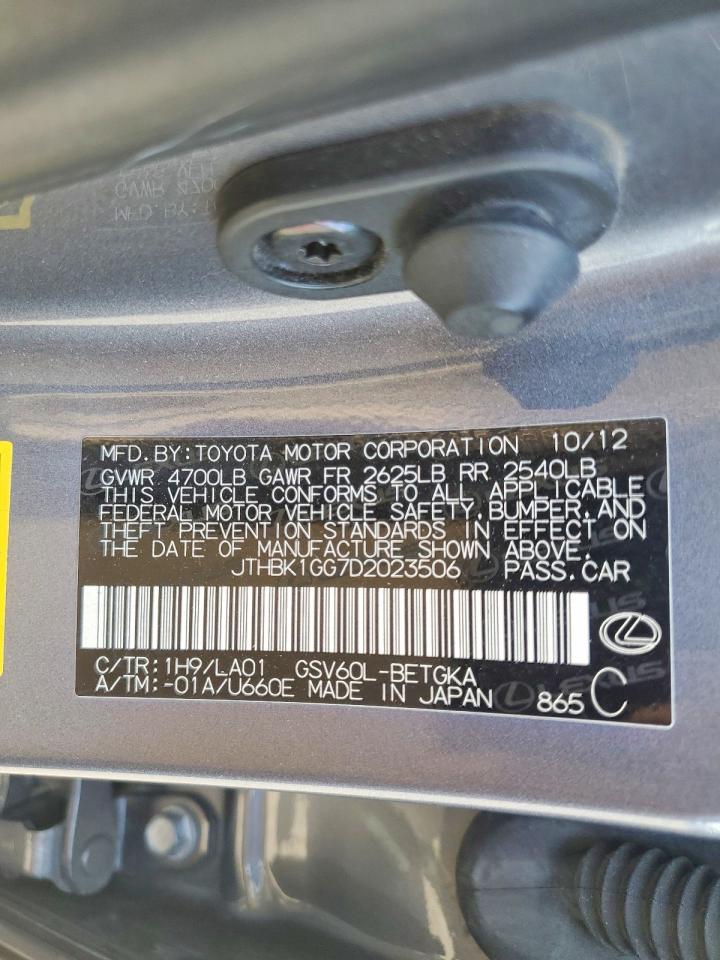 2013 Lexus Es 350 Gray vin: JTHBK1GG7D2023506