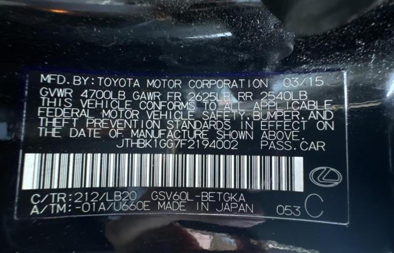 2015 Lexus Es 350 Black vin: JTHBK1GG7F2194002