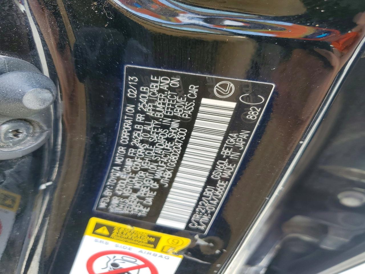 2013 Lexus Es 350 Black vin: JTHBK1GG8D2047300