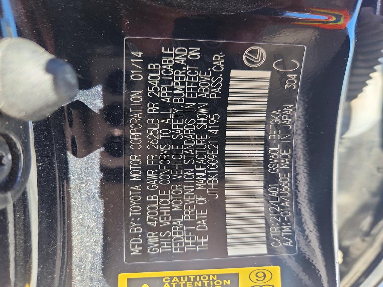 2014 Lexus Es 350 Black vin: JTHBK1GG9E2114195