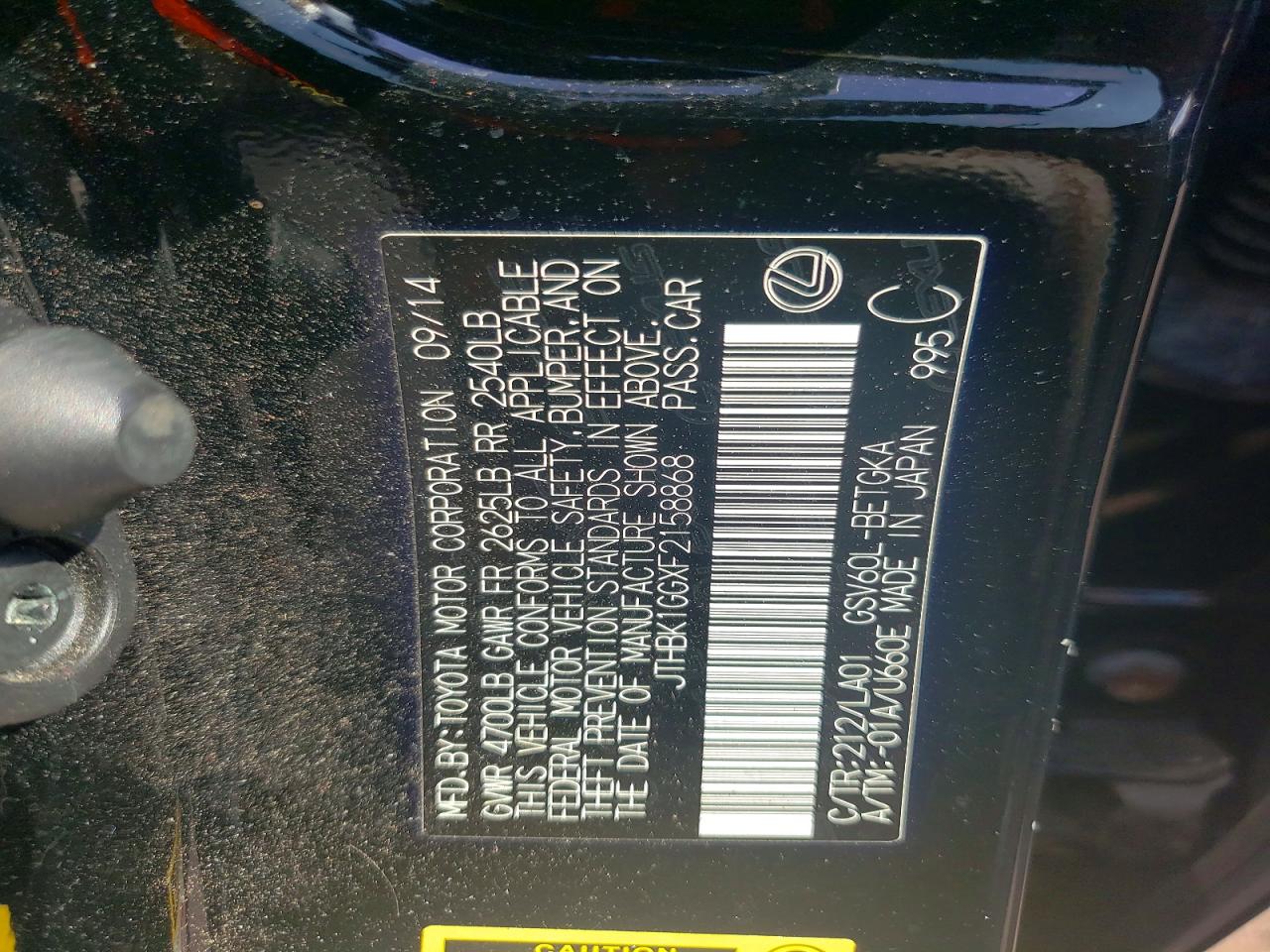 2015 Lexus Es 350 Black vin: JTHBK1GGXF2158868