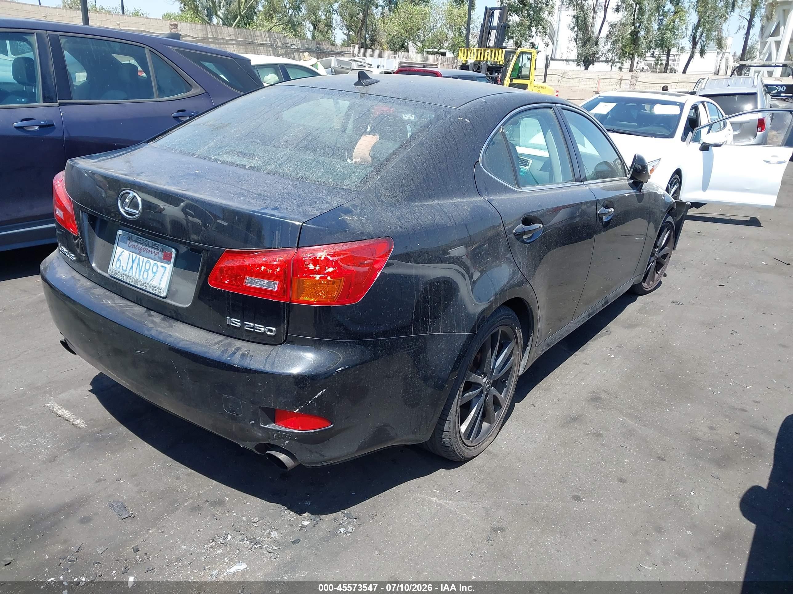 2007 Lexus Is 250   Black vin: JTHBK262075029209