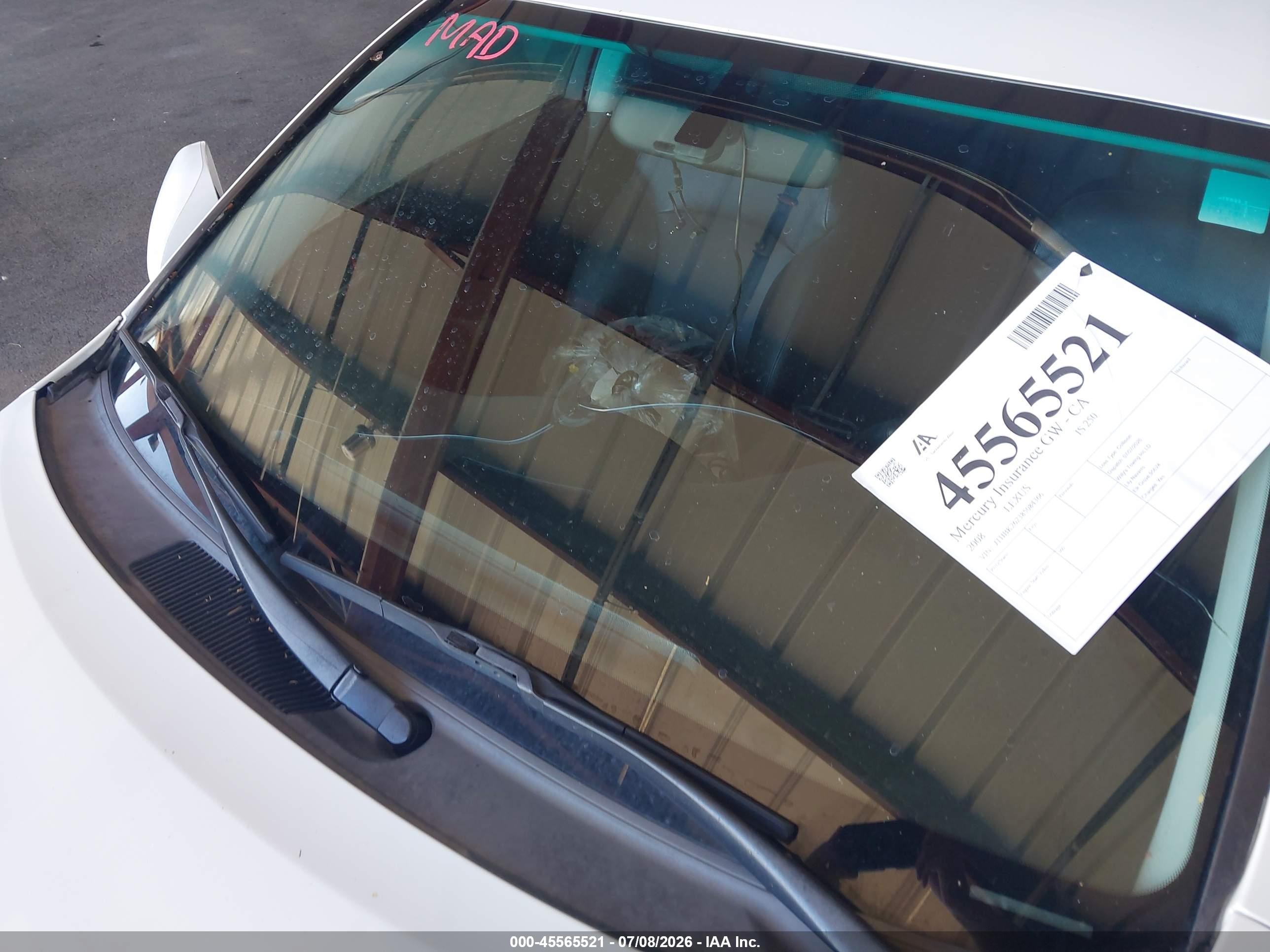 2008 Lexus Is 250   White vin: JTHBK262385084366