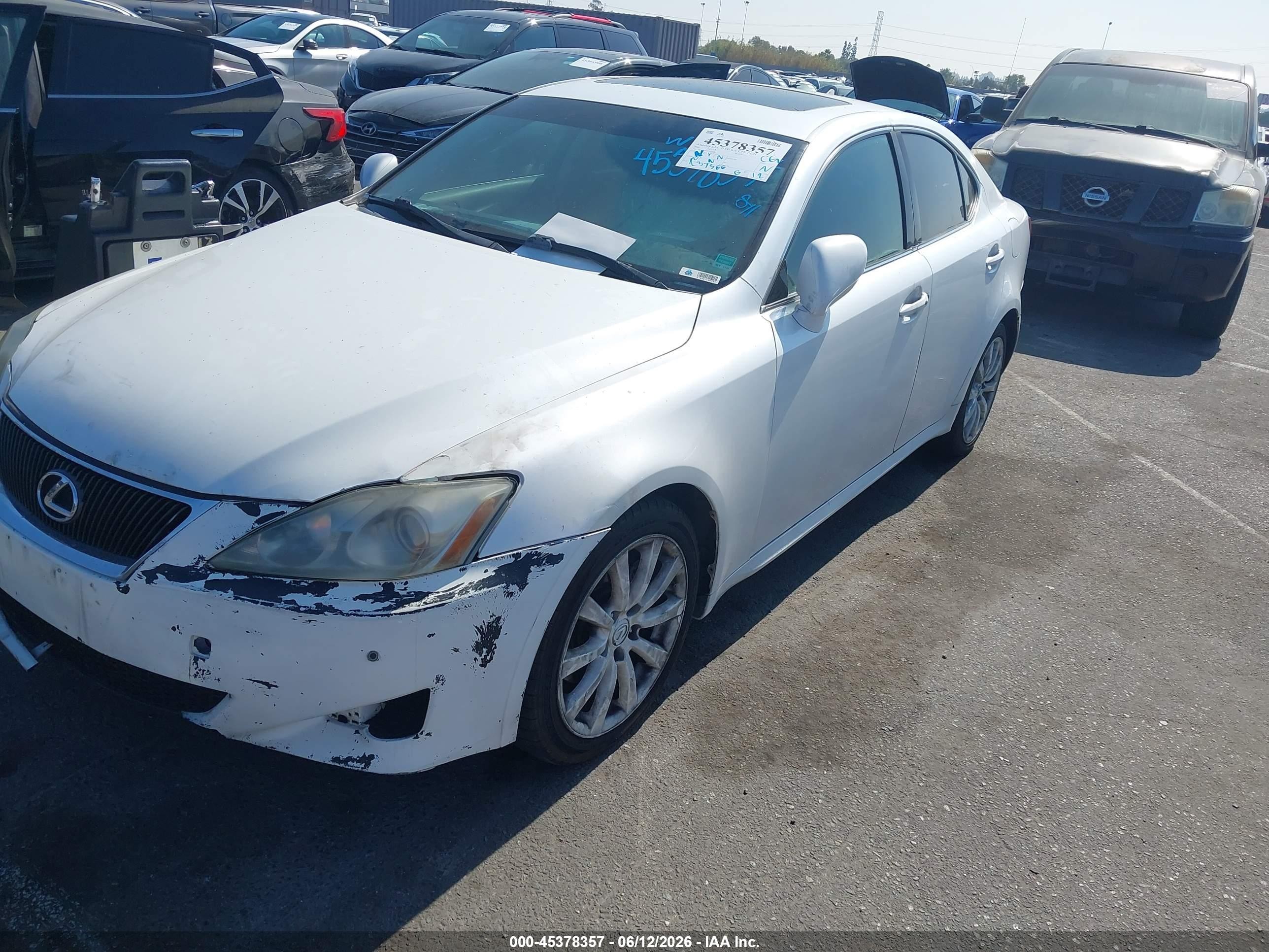 2008 Lexus Is 250 White vin: JTHBK262885073346