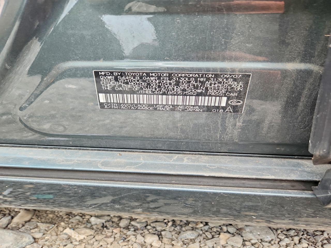 2008 Lexus Ls 460 Charcoal vin: JTHBL46F185057582