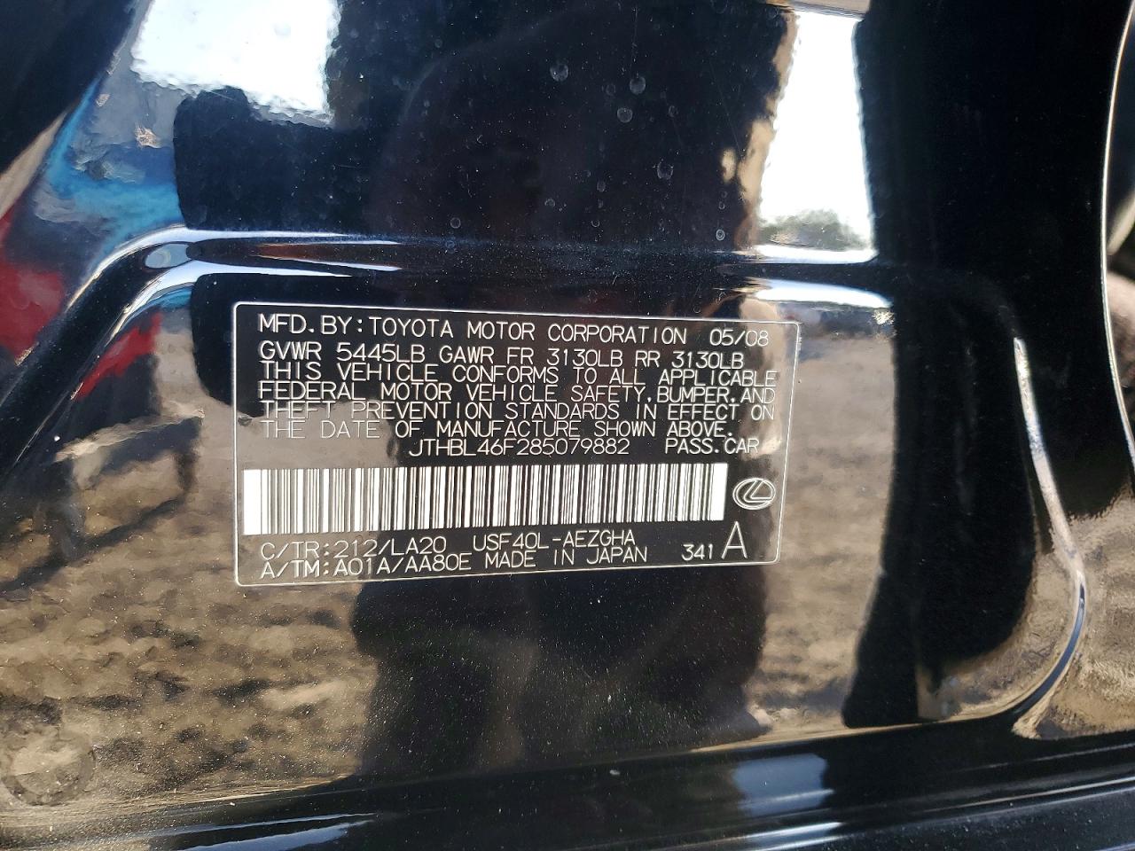 2008 Lexus Ls 460 Base Black vin: JTHBL46F285079882