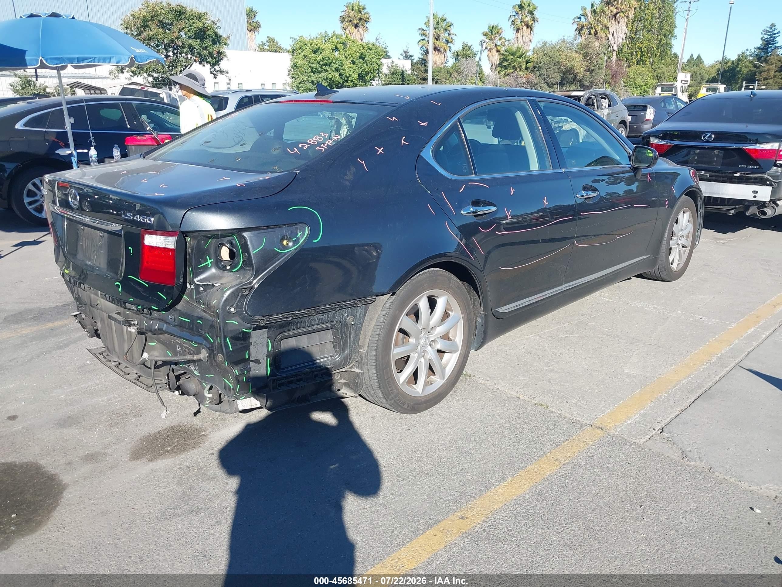 2007 Lexus Ls 460   Black vin: JTHBL46F375043360