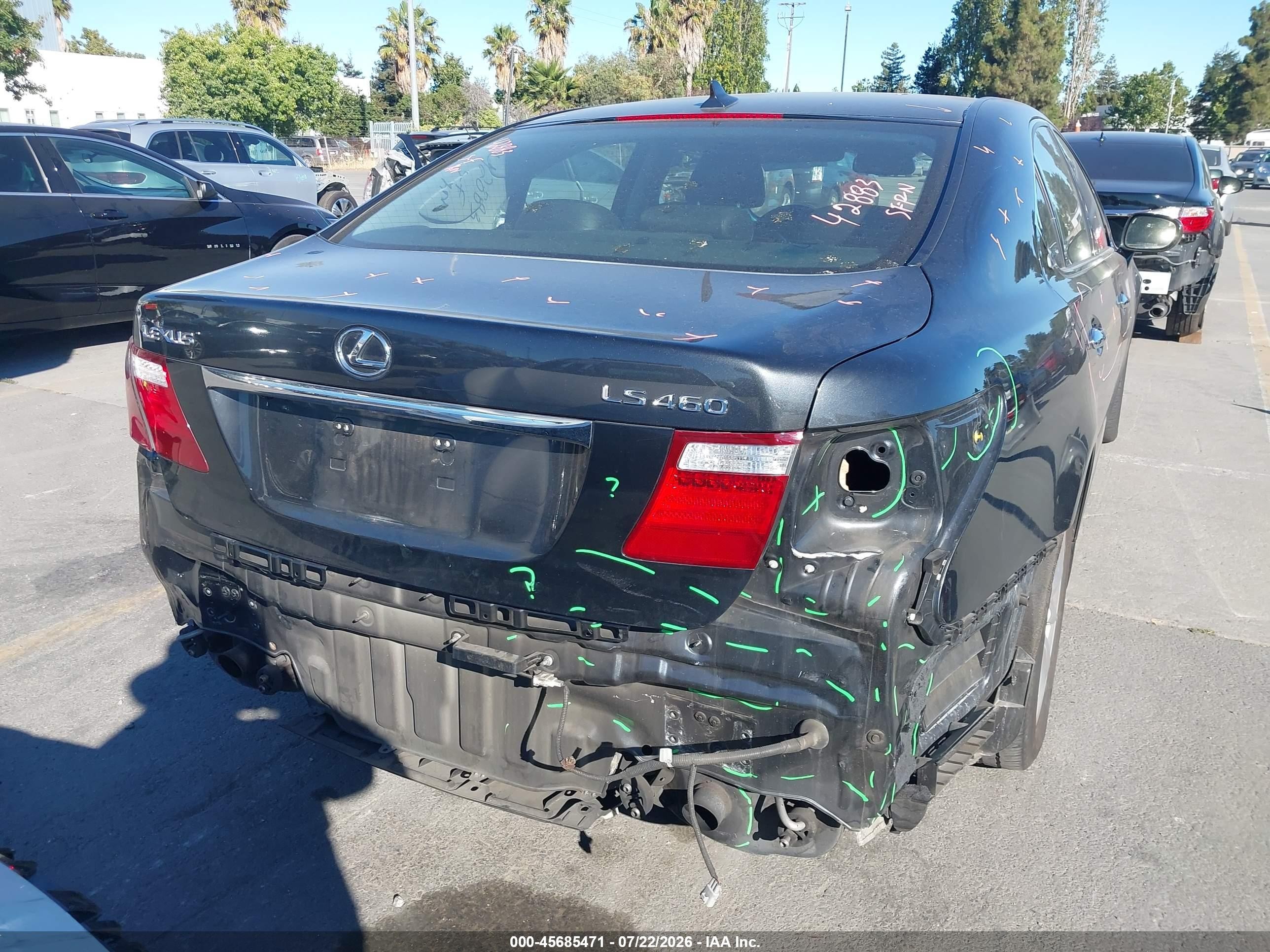 2007 Lexus Ls 460   Black vin: JTHBL46F375043360