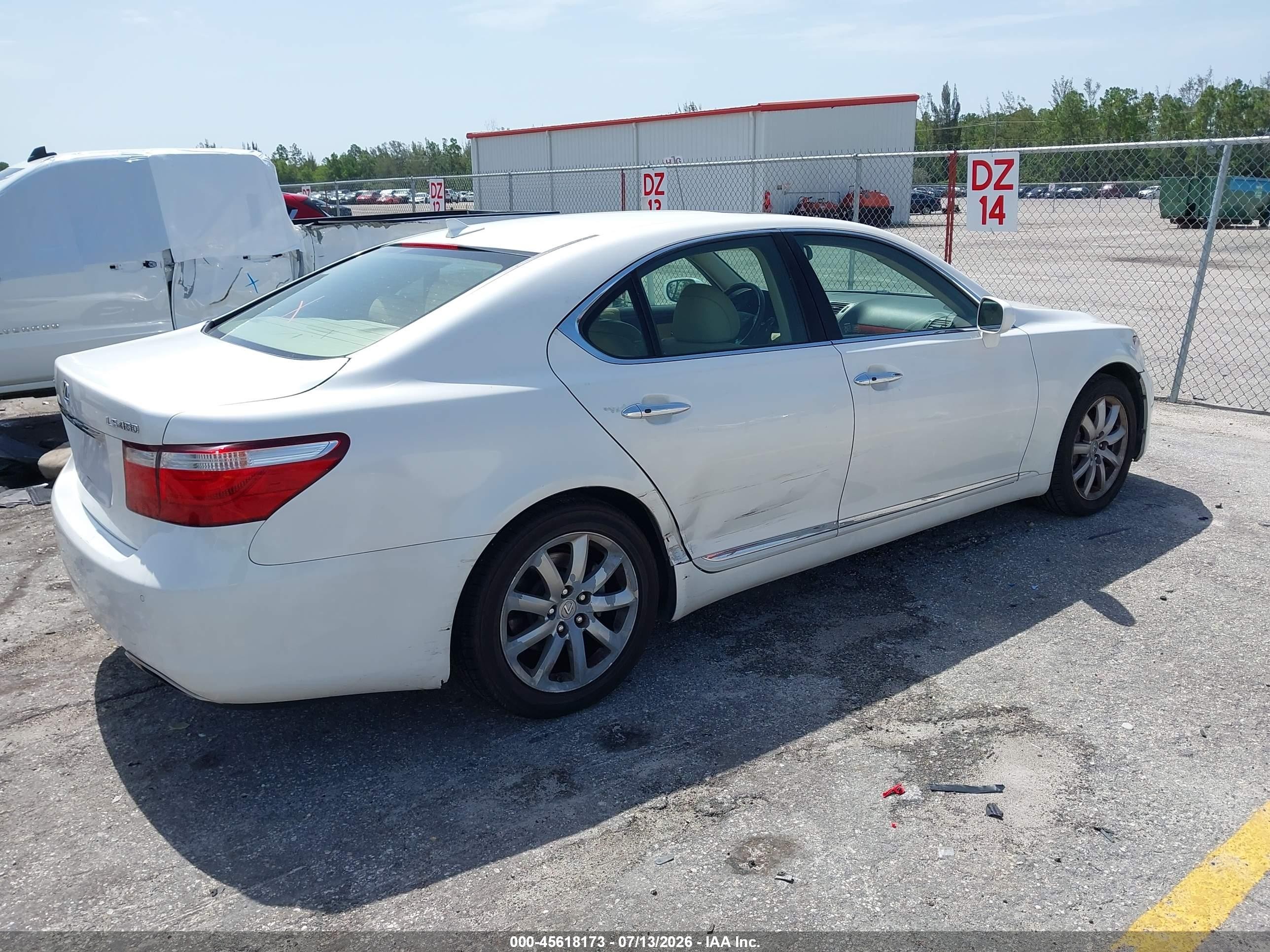2008 Lexus Ls 460   White vin: JTHBL46F385062878
