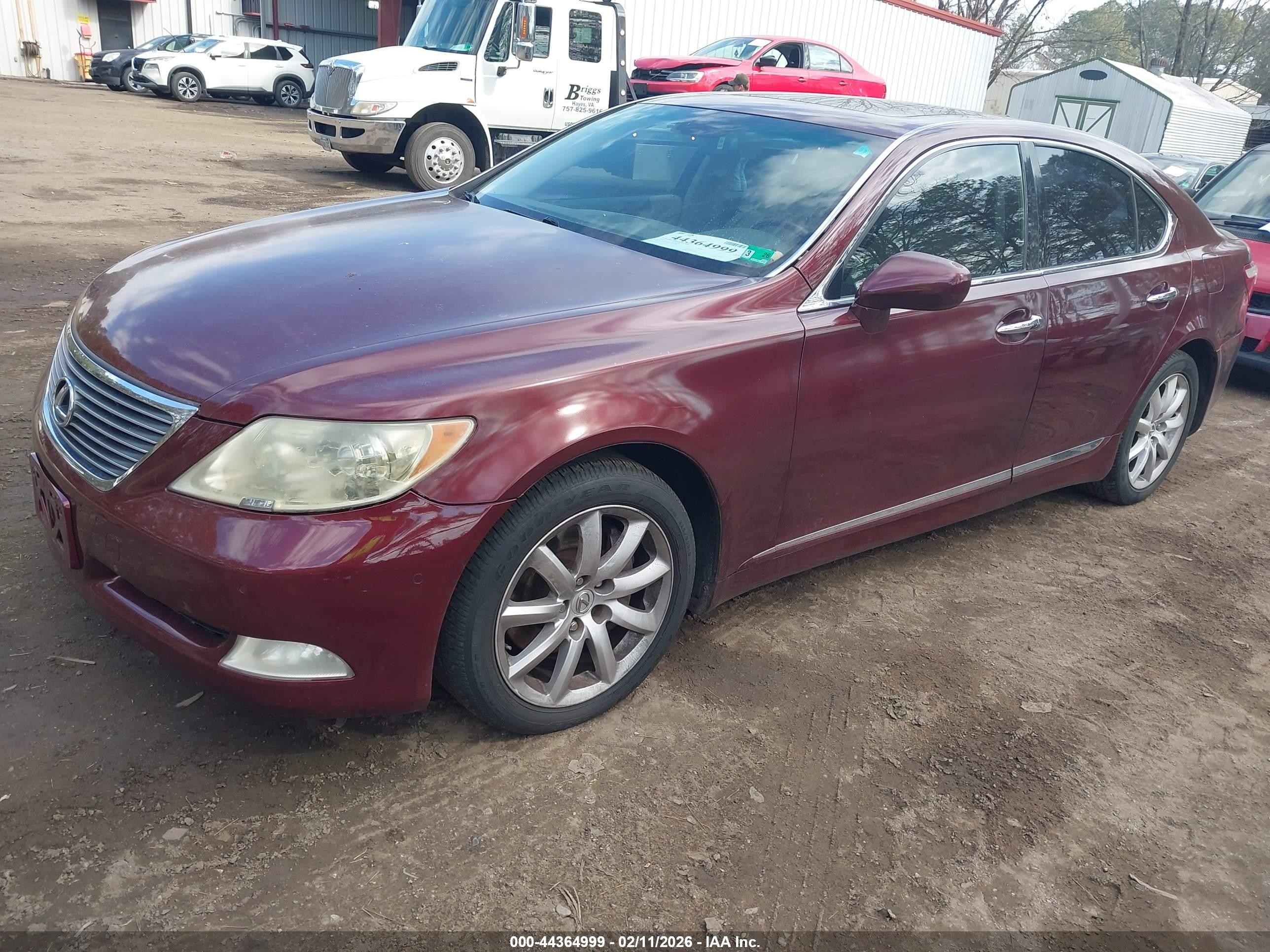 2007 Lexus Ls 460 Бордовый vin: JTHBL46F475049040