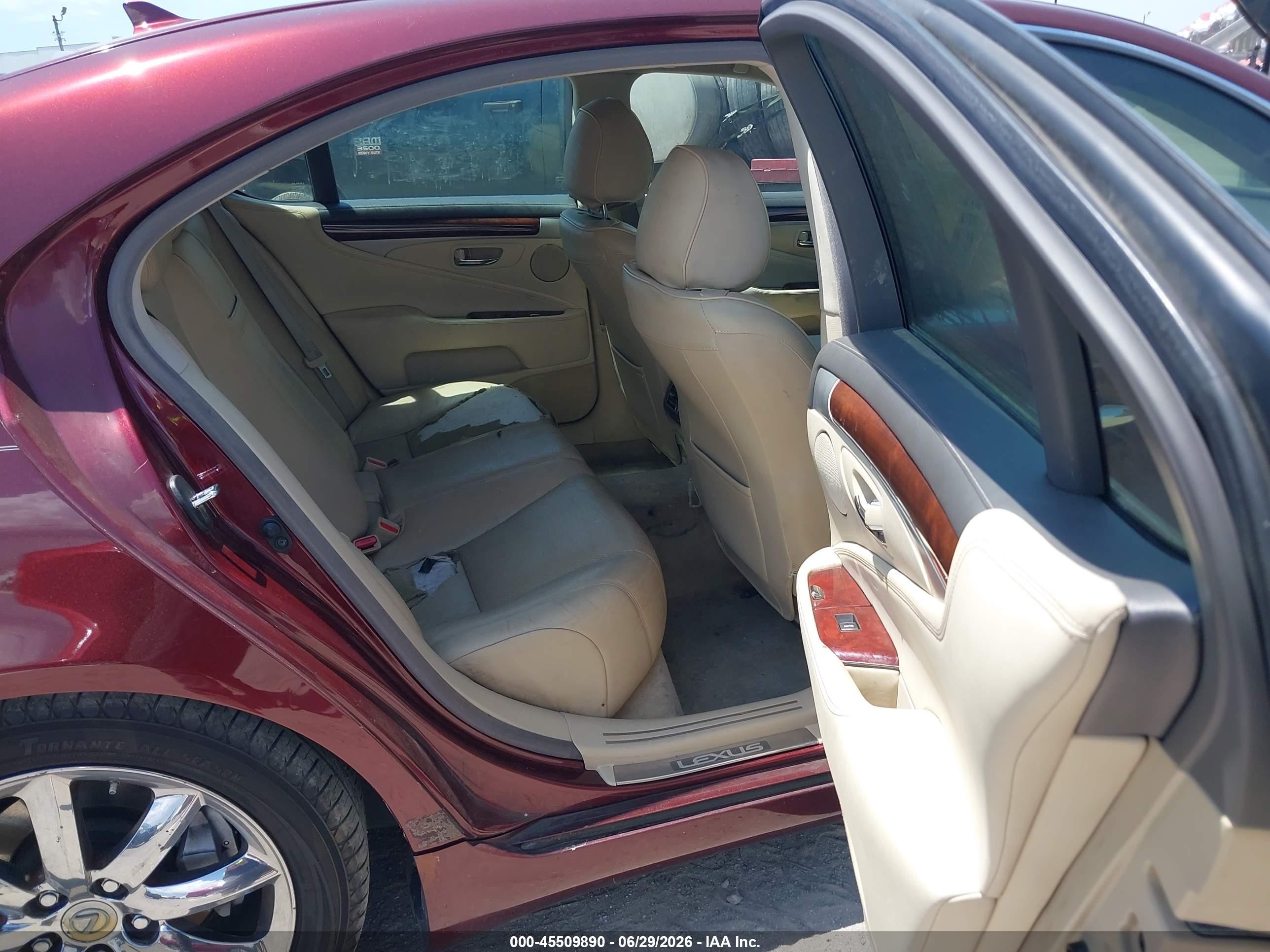 2007 Lexus Ls 460   Burgundy vin: JTHBL46F575035907