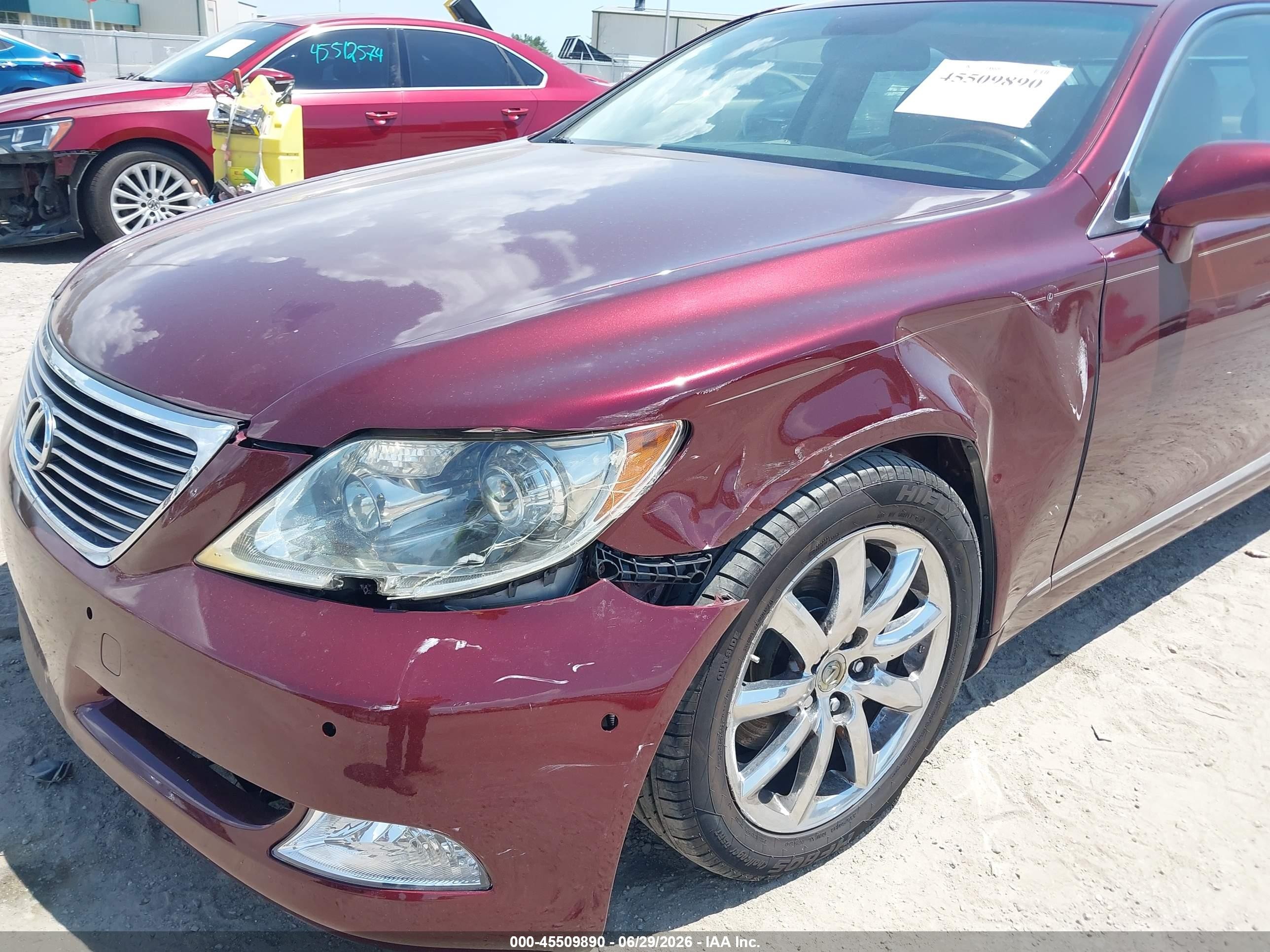 2007 Lexus Ls 460   Burgundy vin: JTHBL46F575035907