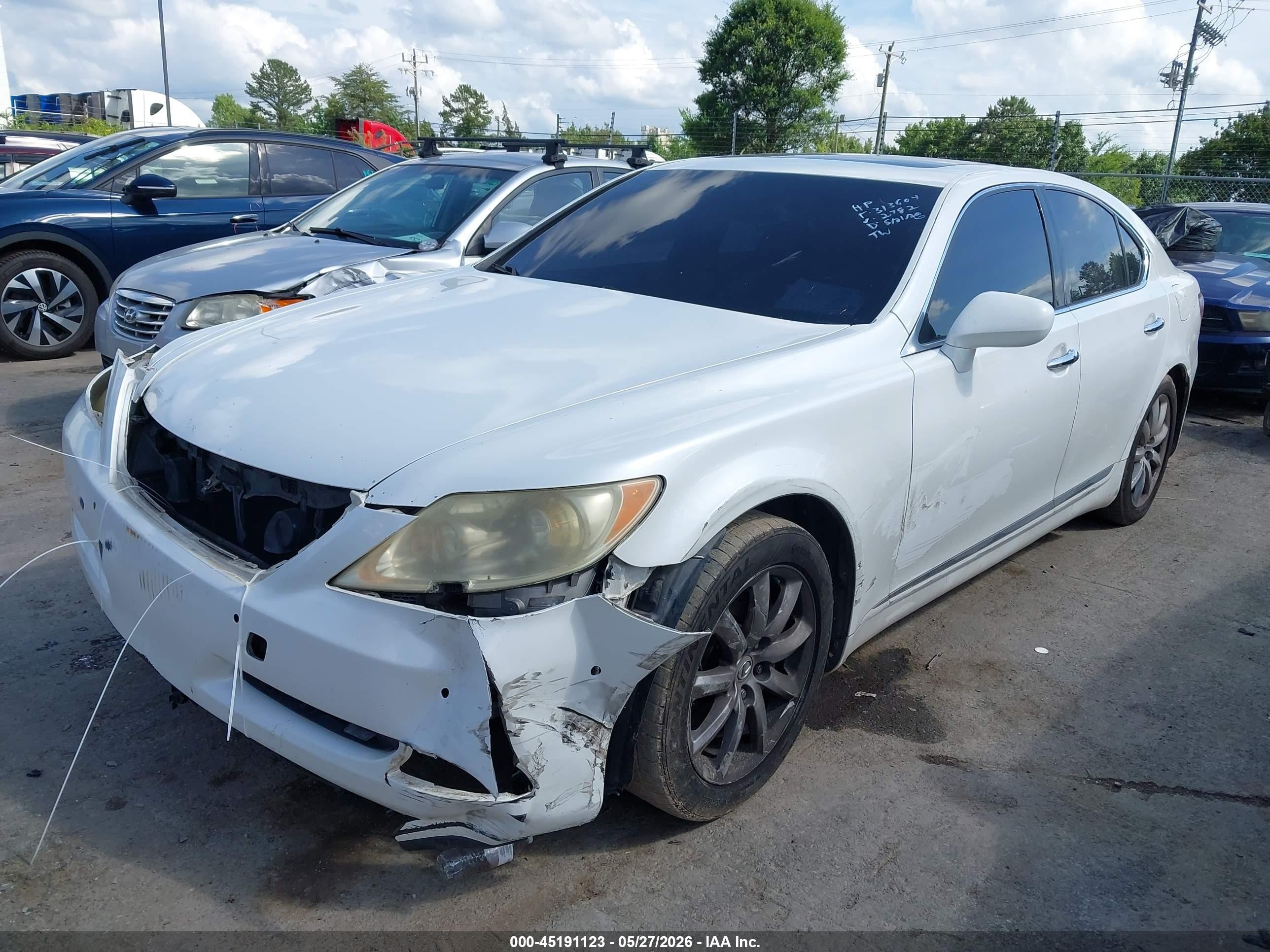 2007 Lexus Ls 460   White vin: JTHBL46F675012782