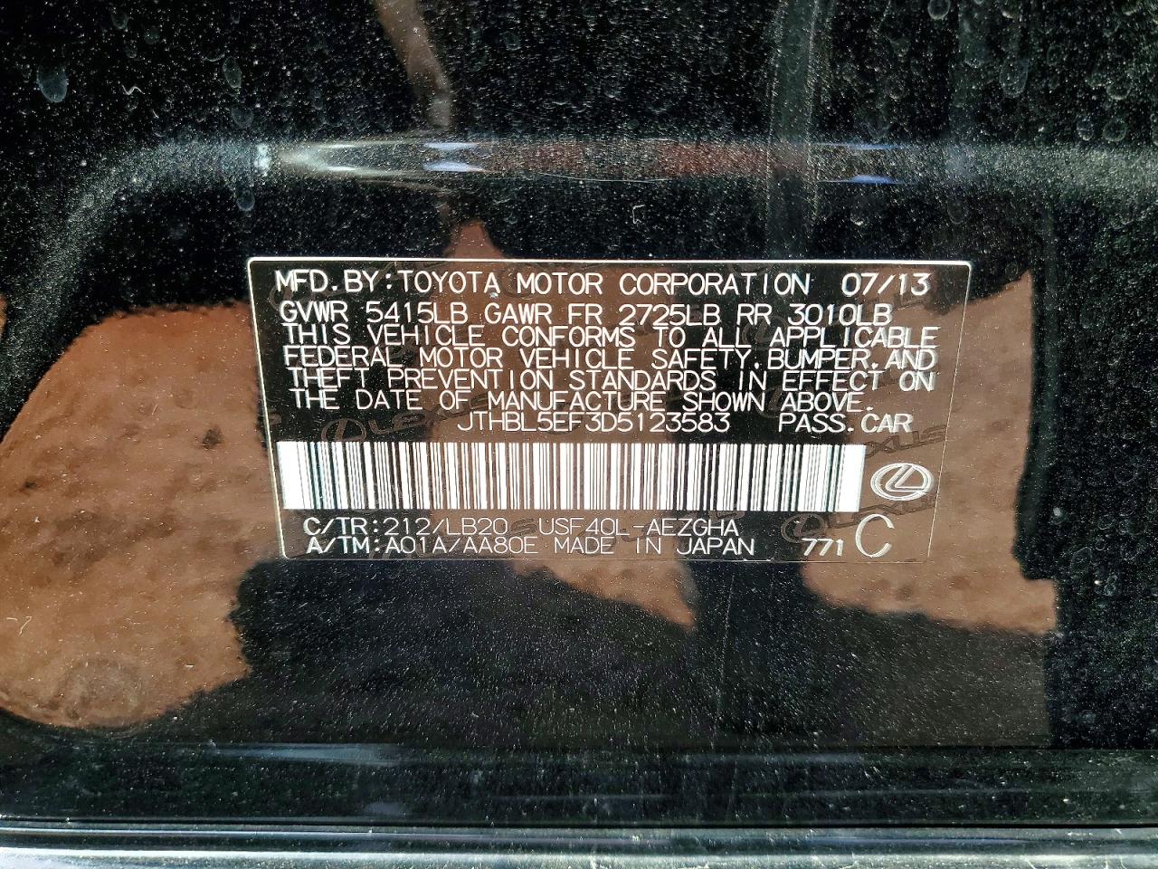 2013 Lexus Ls 460 Black vin: JTHBL5EF3D5123583