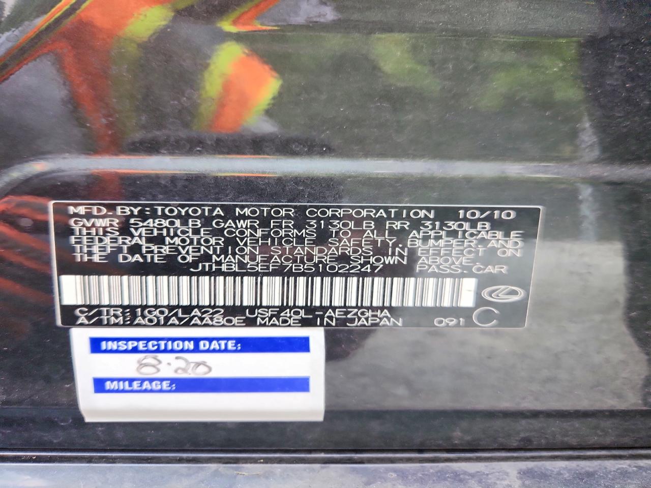 2011 Lexus Ls 460 Charcoal vin: JTHBL5EF7B5102247