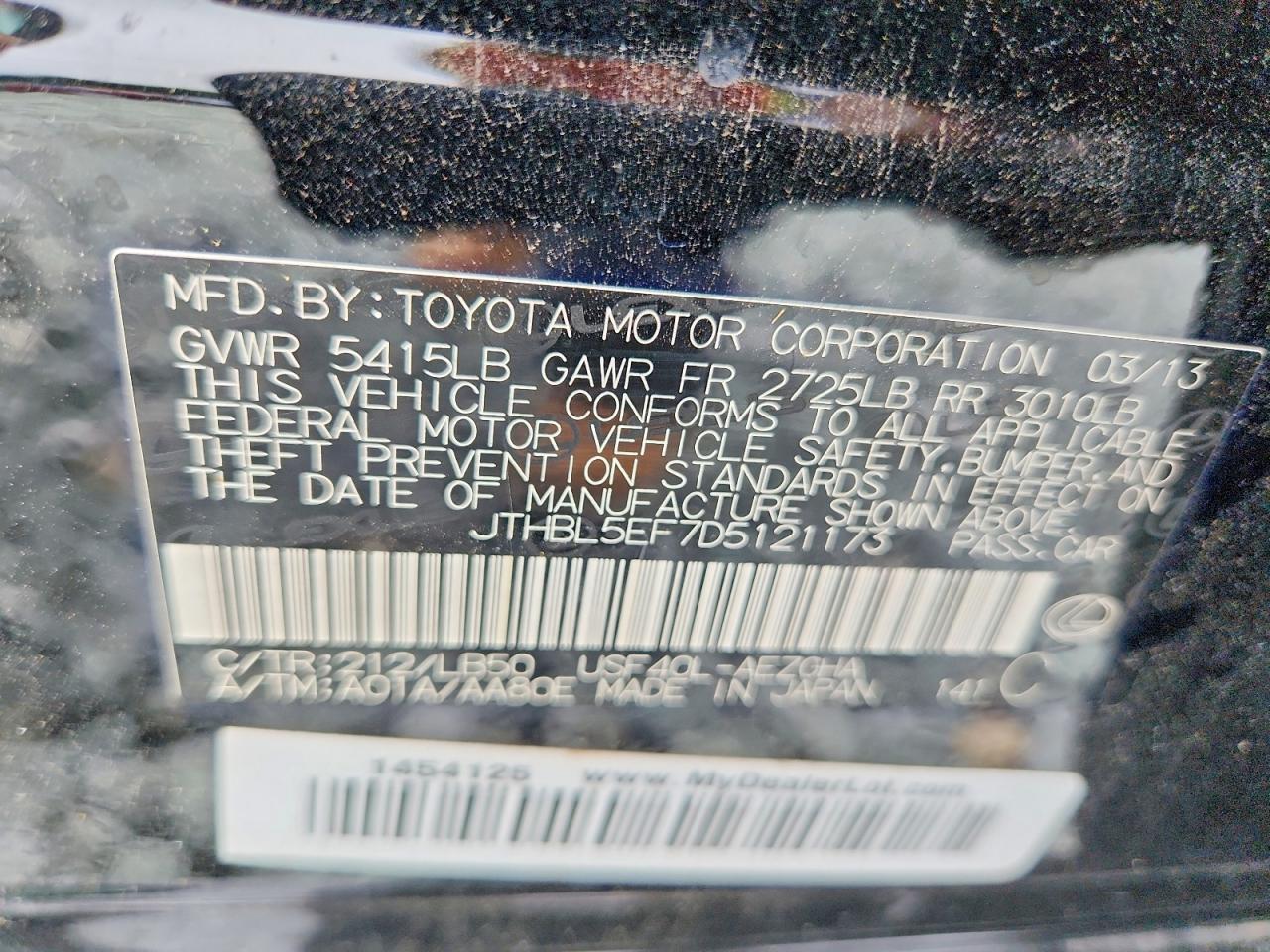 2013 Lexus Ls 460 Black vin: JTHBL5EF7D5121173