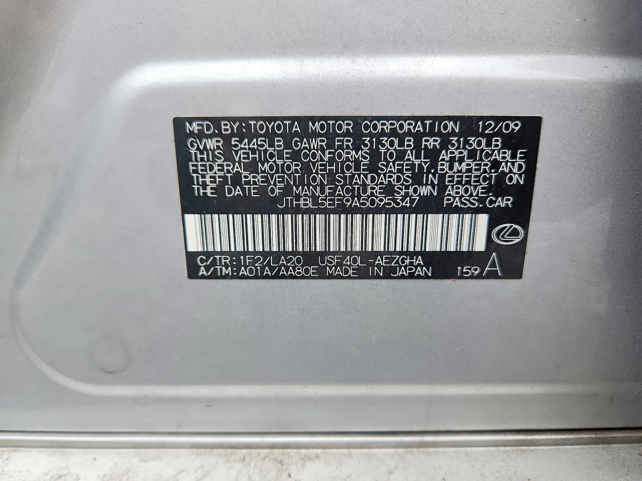 2010 Lexus Ls 460 Gray vin: JTHBL5EF9A5095347