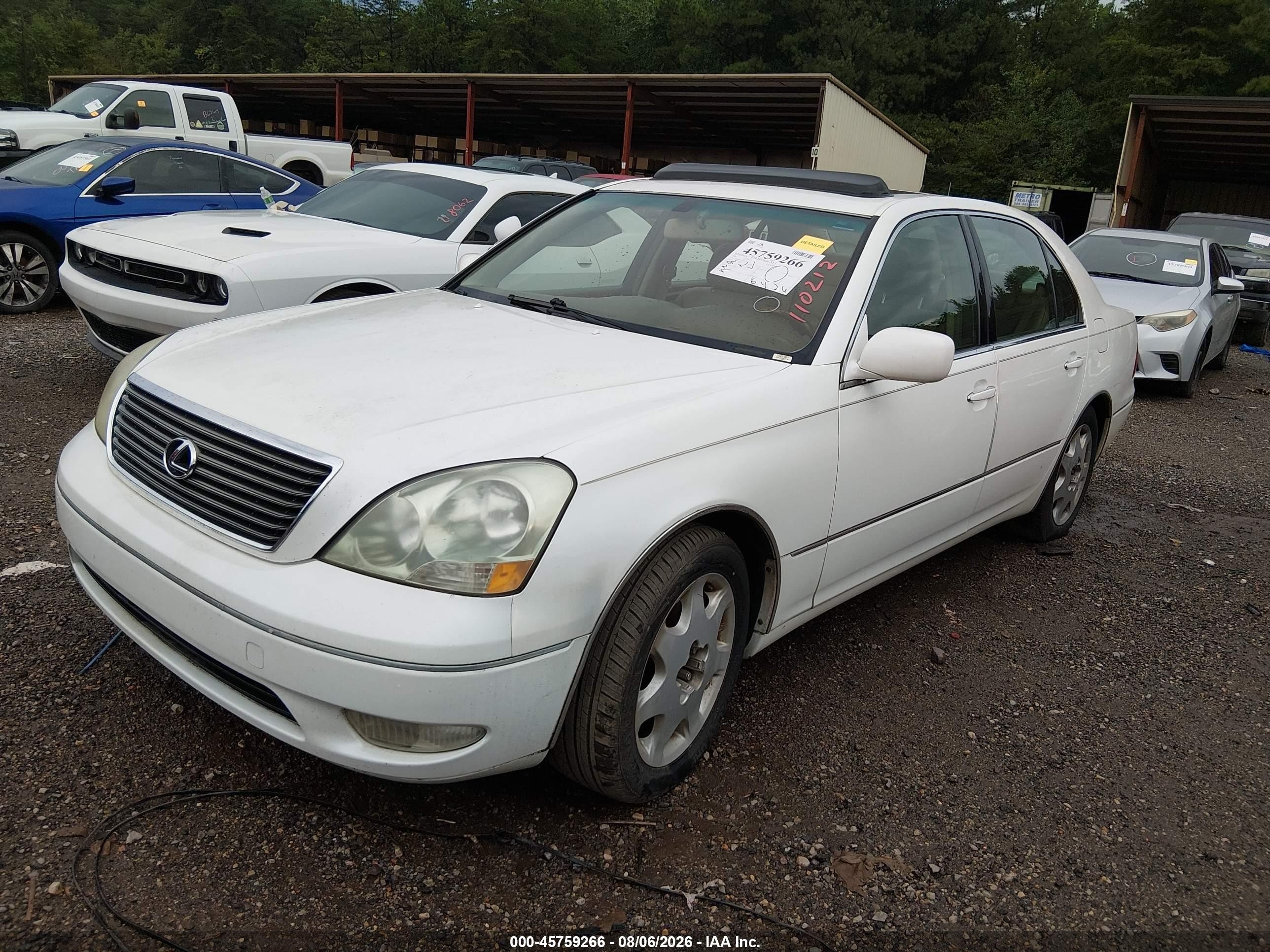 2003 Lexus Ls 430   White vin: JTHBN30F030110212