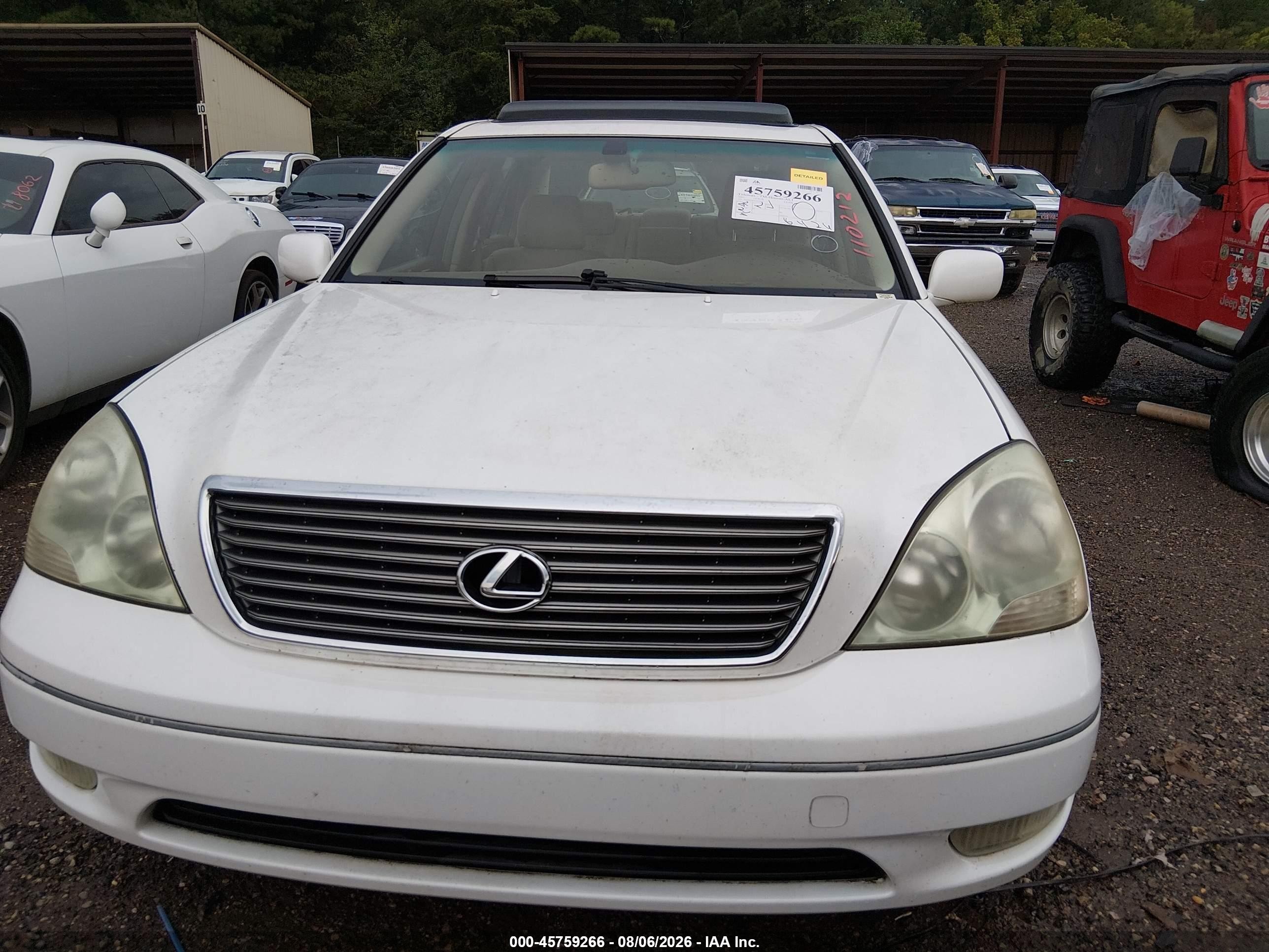2003 Lexus Ls 430   White vin: JTHBN30F030110212