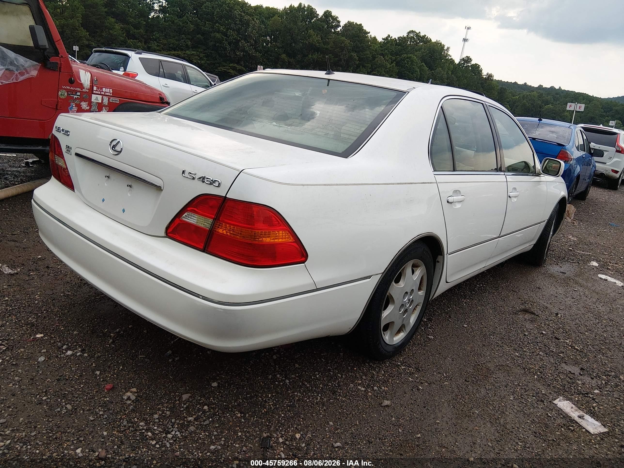 2003 Lexus Ls 430   White vin: JTHBN30F030110212