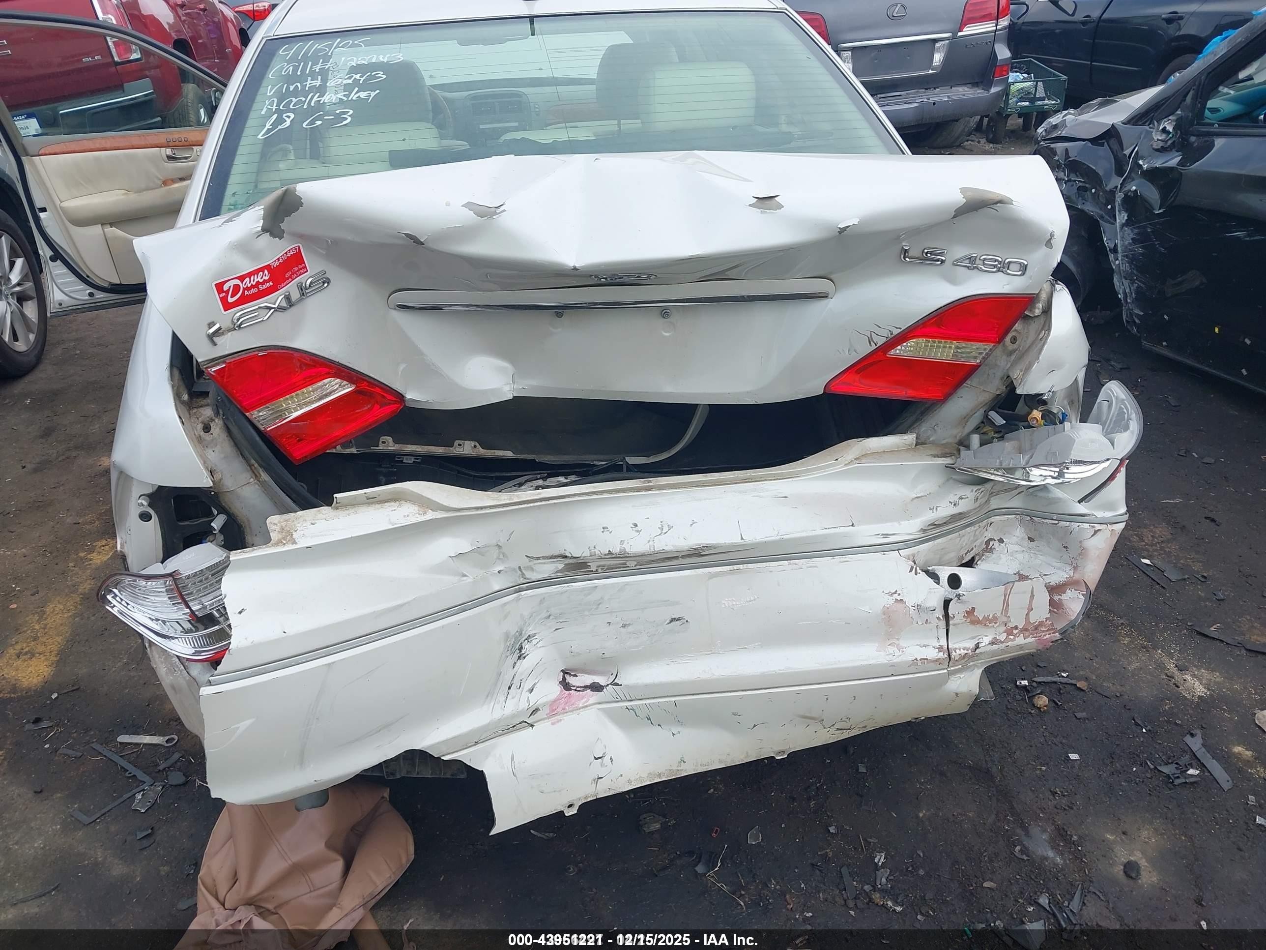 2002 Lexus Ls 430   White vin: JTHBN30F120086243