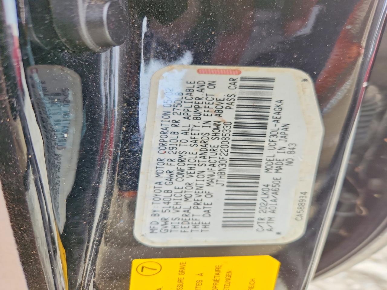 2002 Lexus Ls 430 Black vin: JTHBN30F220085330
