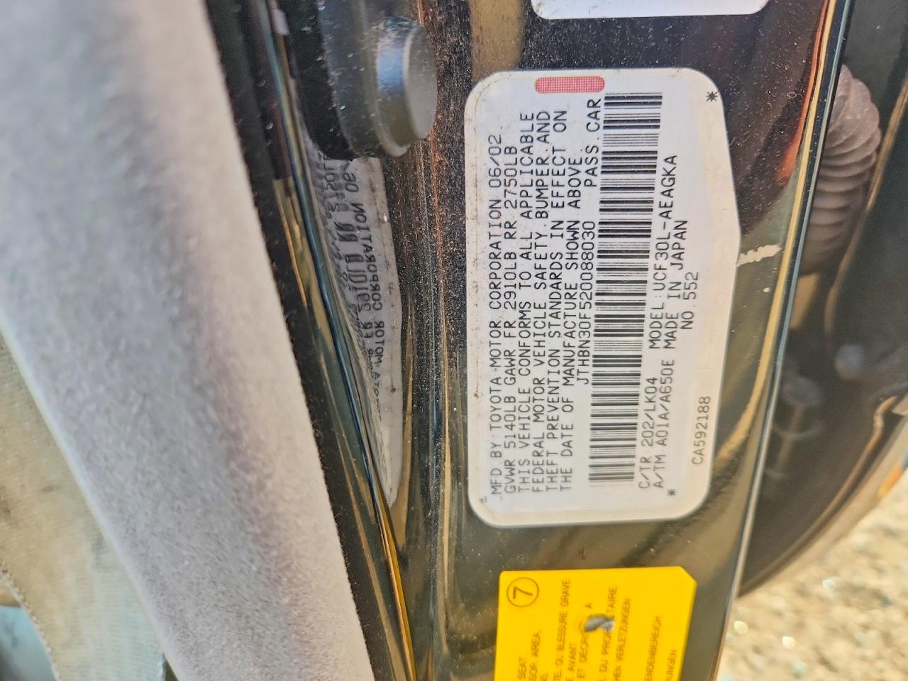 2002 Lexus Ls 430 Черный vin: JTHBN30F520088030