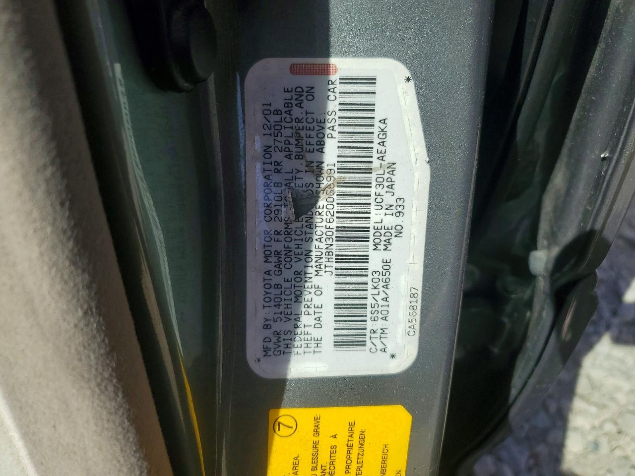 2002 Lexus Ls 430 Зеленый vin: JTHBN30F620066991