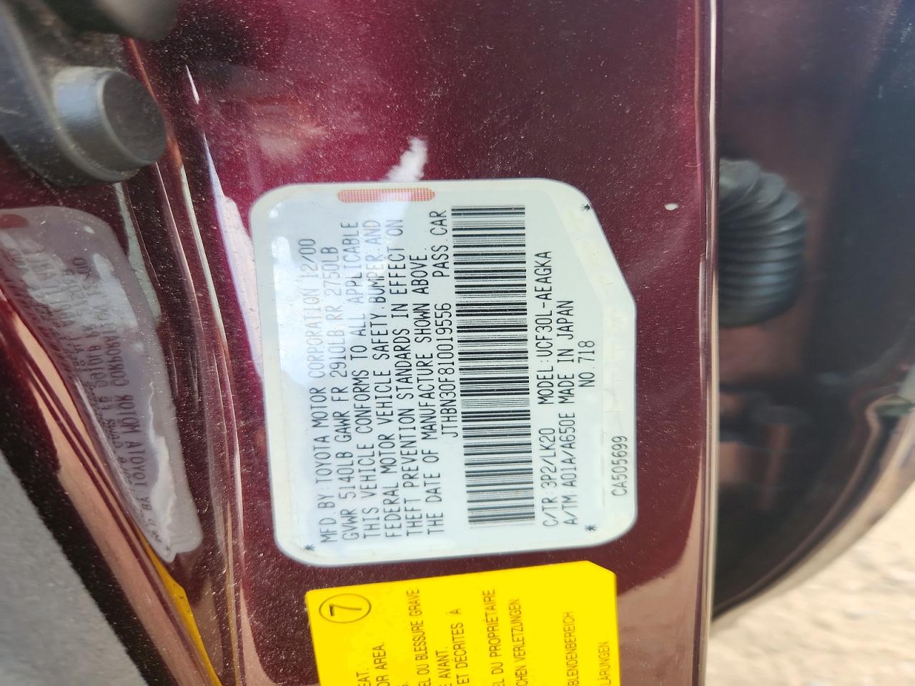 2001 Lexus Ls 430 Purple vin: JTHBN30F810019556