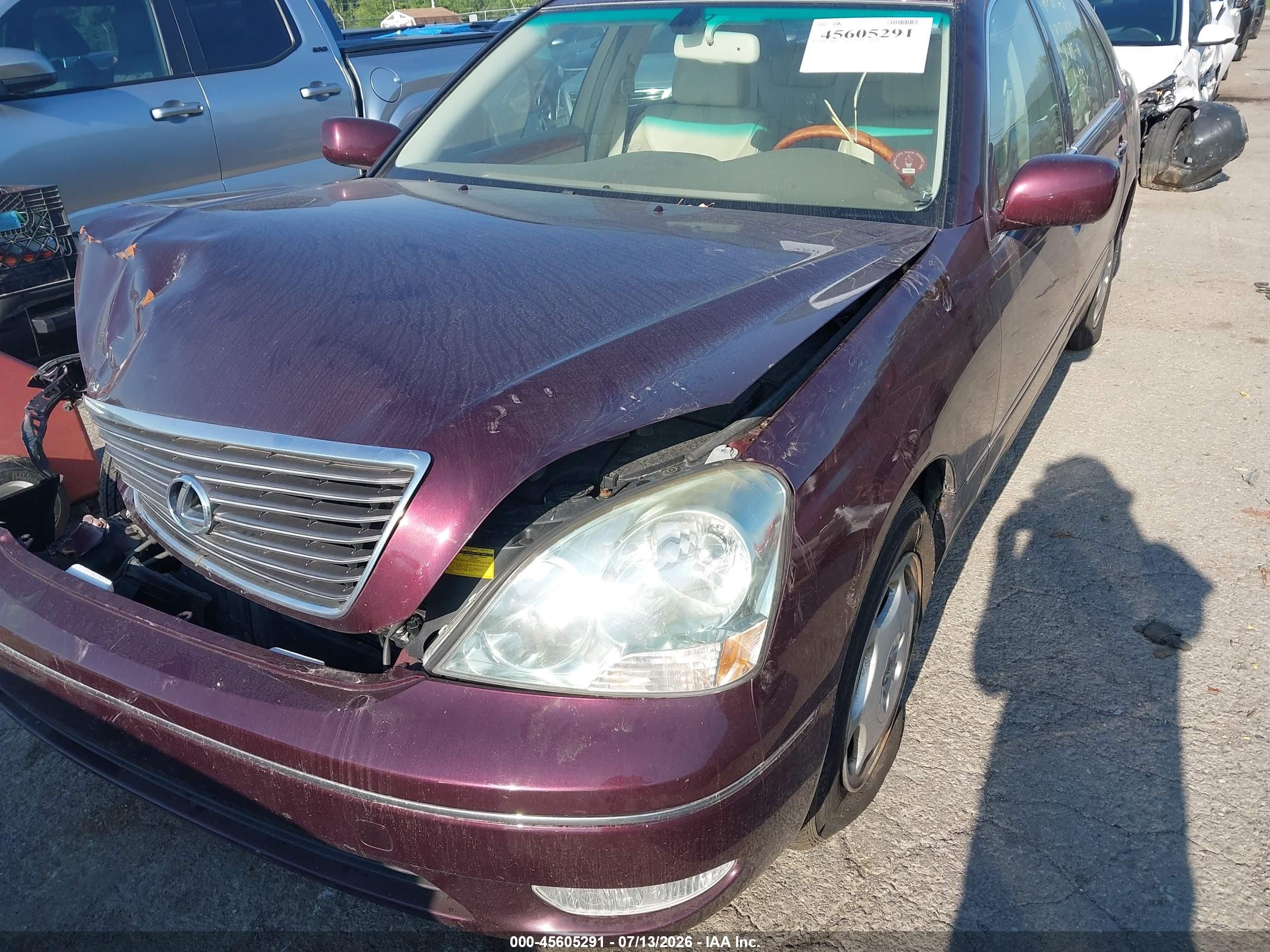 2001 Lexus Ls 430   Maroon vin: JTHBN30F910037175