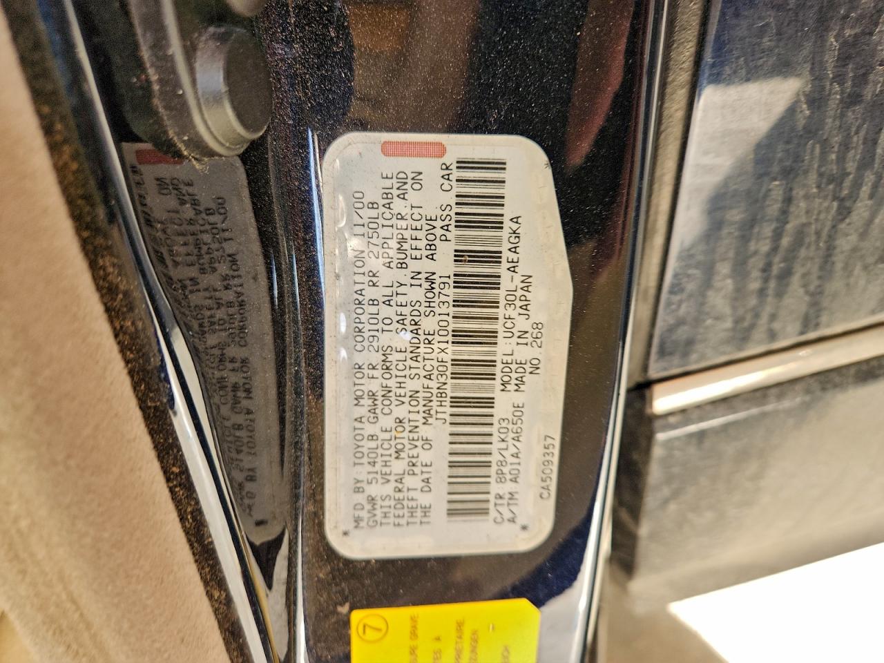 2001 Lexus Ls 430 Blue vin: JTHBN30FX10013791