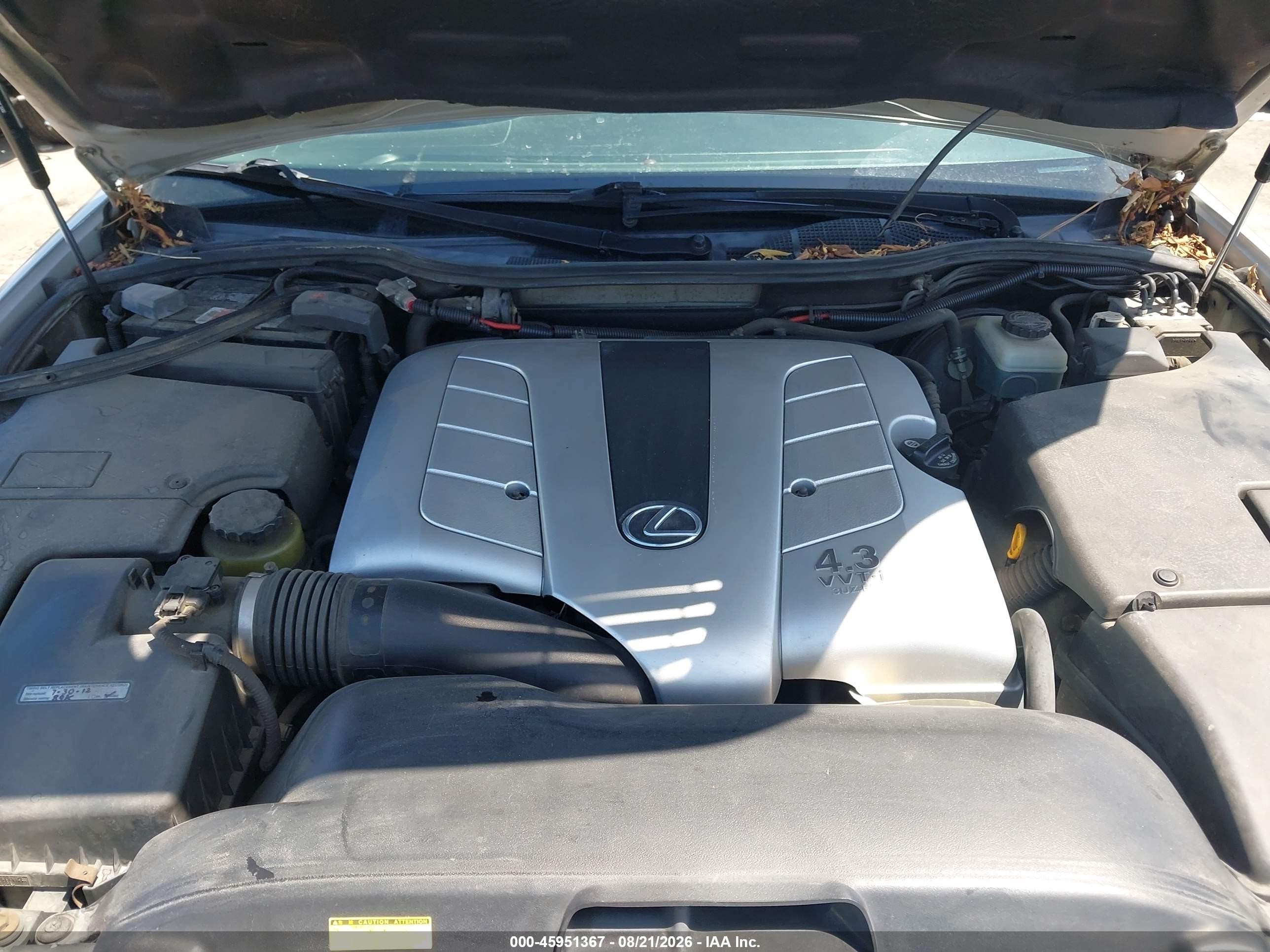 2001 Lexus Ls 430 Pewter vin: JTHBN30FX10047214