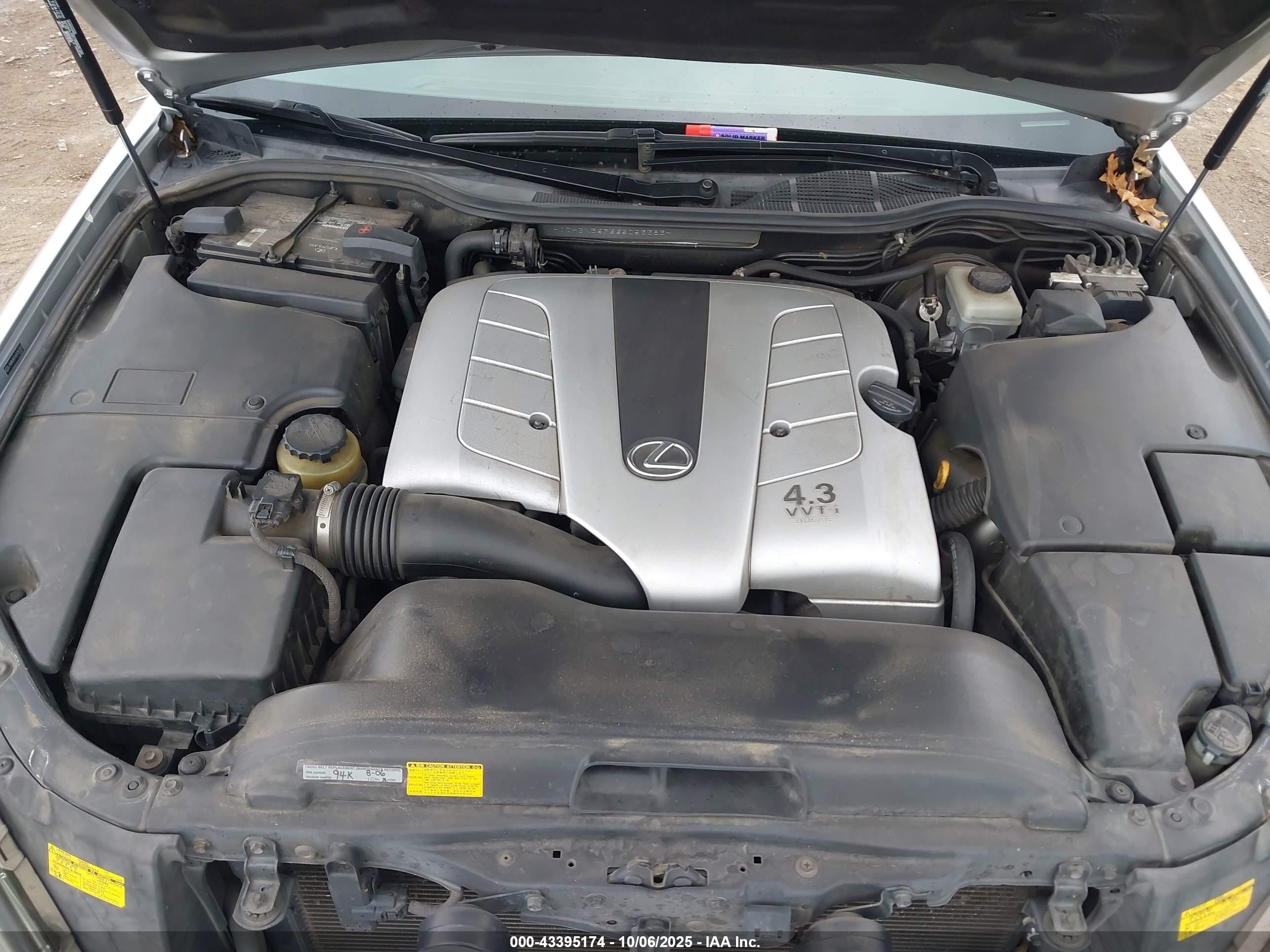 2006 Lexus Ls 430   Серебряный vin: JTHBN36F665053383