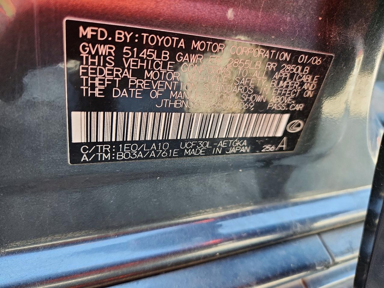 2006 Lexus Ls 430 Gray vin: JTHBN36FX65044069